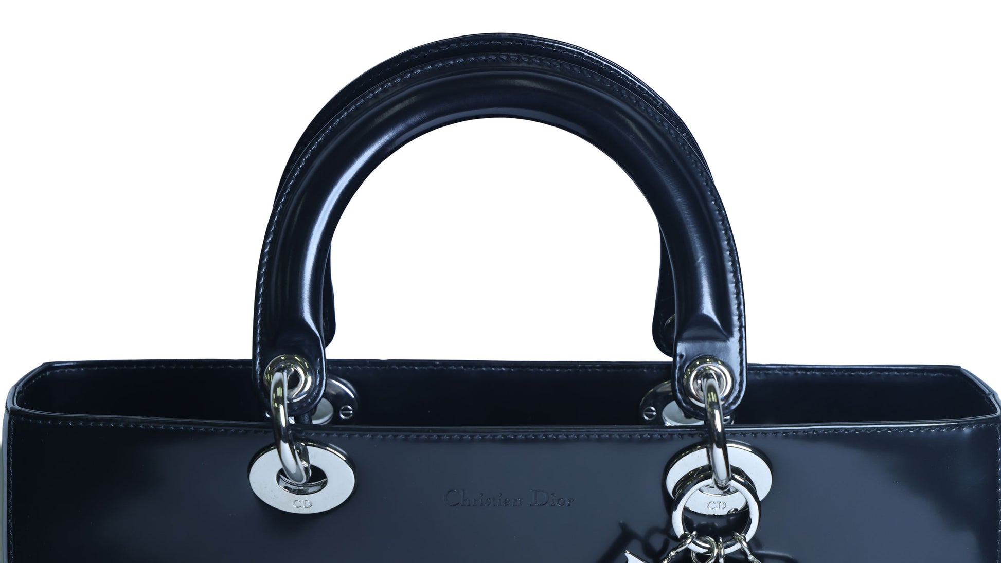 Preloved CHRISTIAN DIOR Lady Dior Patent Leather Black Large | Luxe Again Maison
