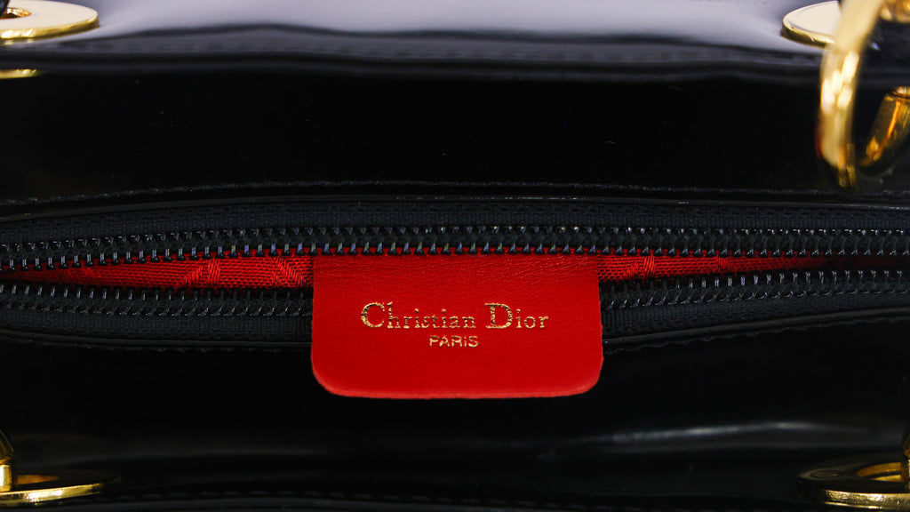 Preloved CHRISTIAN DIOR Lady Dior Patent Leather Black Medium Bag | Luxe Again Maison