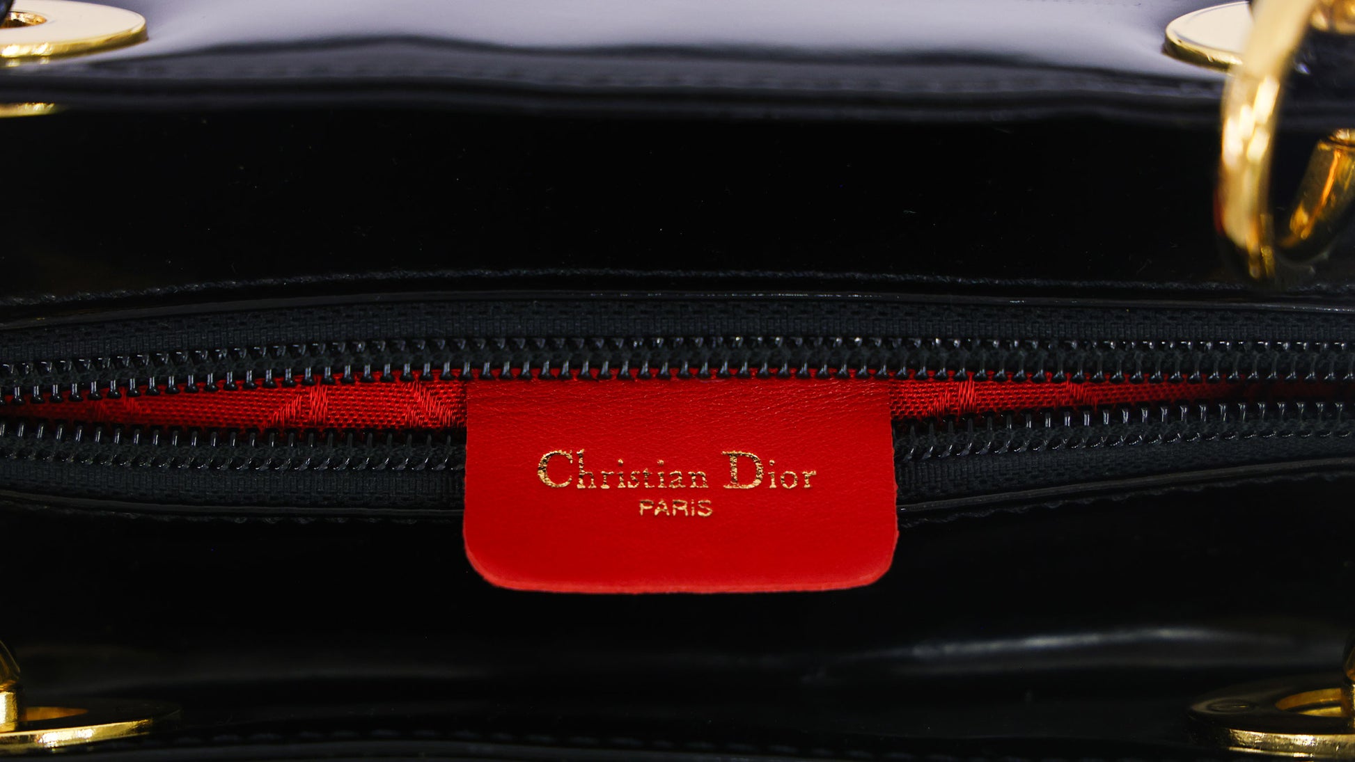 Preloved CHRISTIAN DIOR Lady Dior Patent Leather Black Medium Bag | Luxe Again Maison