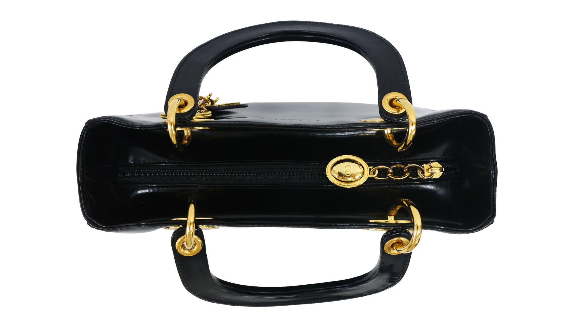 Preloved CHRISTIAN DIOR Lady Dior Patent Leather Black Medium Bag | Luxe Again Maison