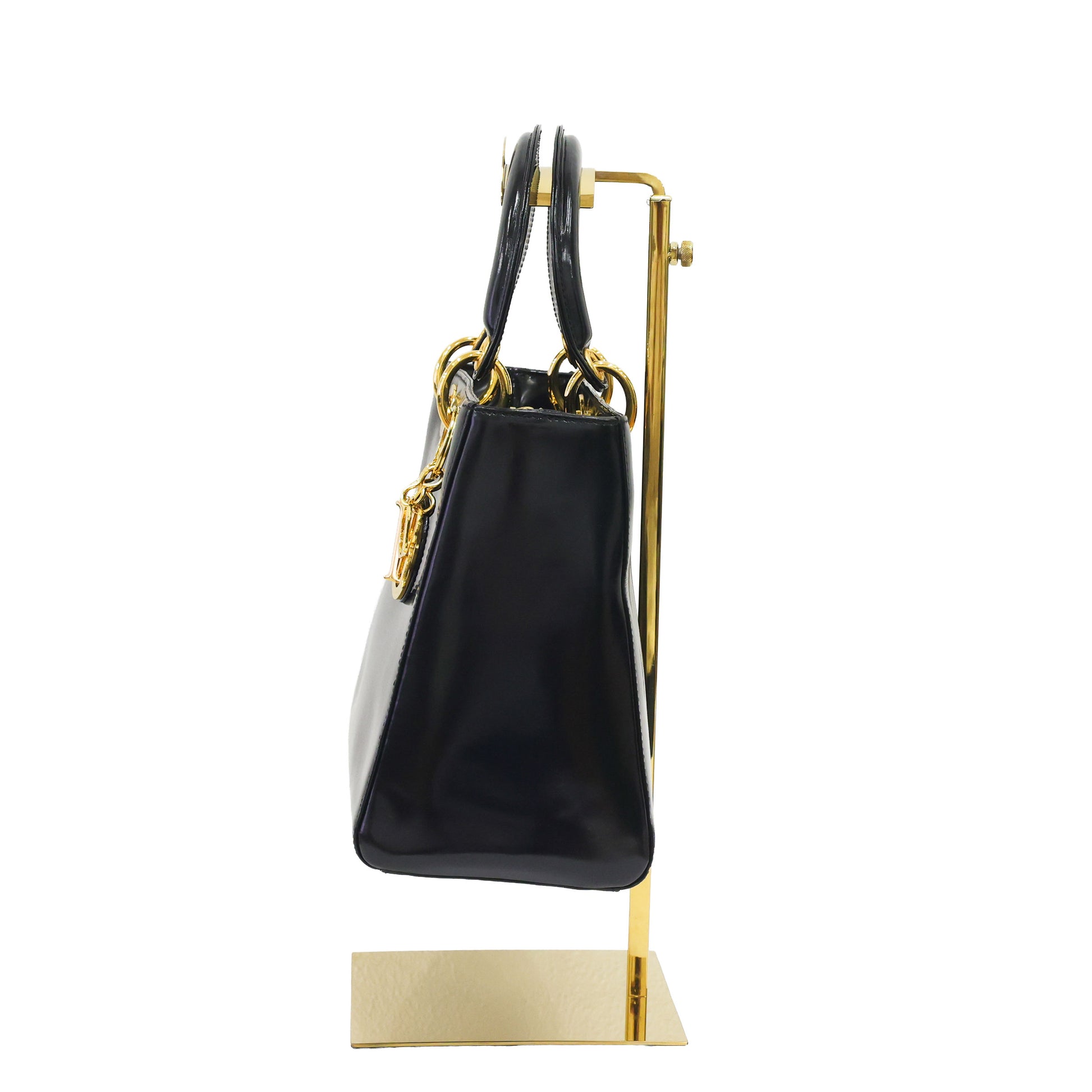 Preloved CHRISTIAN DIOR Lady Dior Patent Leather Black Medium Bag | Luxe Again Maison