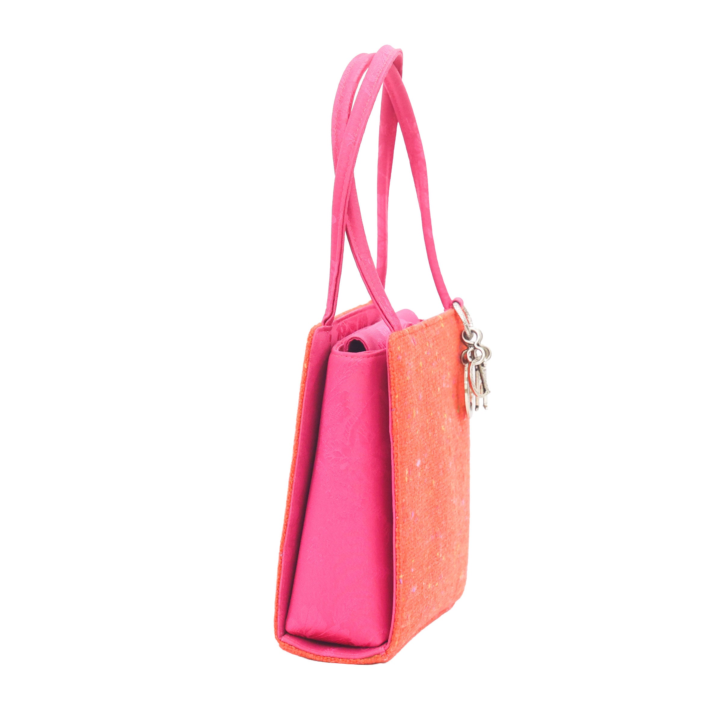 5*m様 Dior ピンク オレンジ バイカラー ハンドバッグ 美品 チャーム CHRISTIAN DIOR Lady Dior Tweed Satin Orange Pink Mini Bag – Luxe