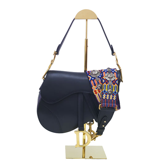 Preloved CHRISTIAN DIOR Saddle Leather Black 2 Way Shoulder Bag | Luxe Again Maison