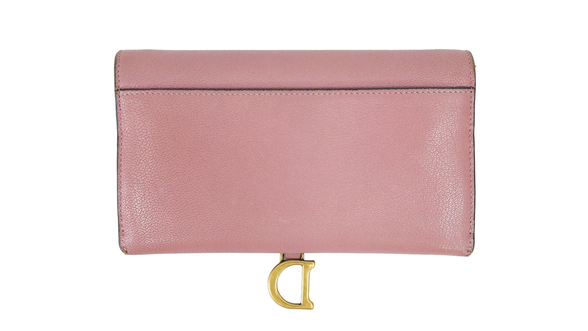 Preloved CHRISTIAN DIOR Saddle Long Leather Chain Wallet Pink | Luxe Again Maison