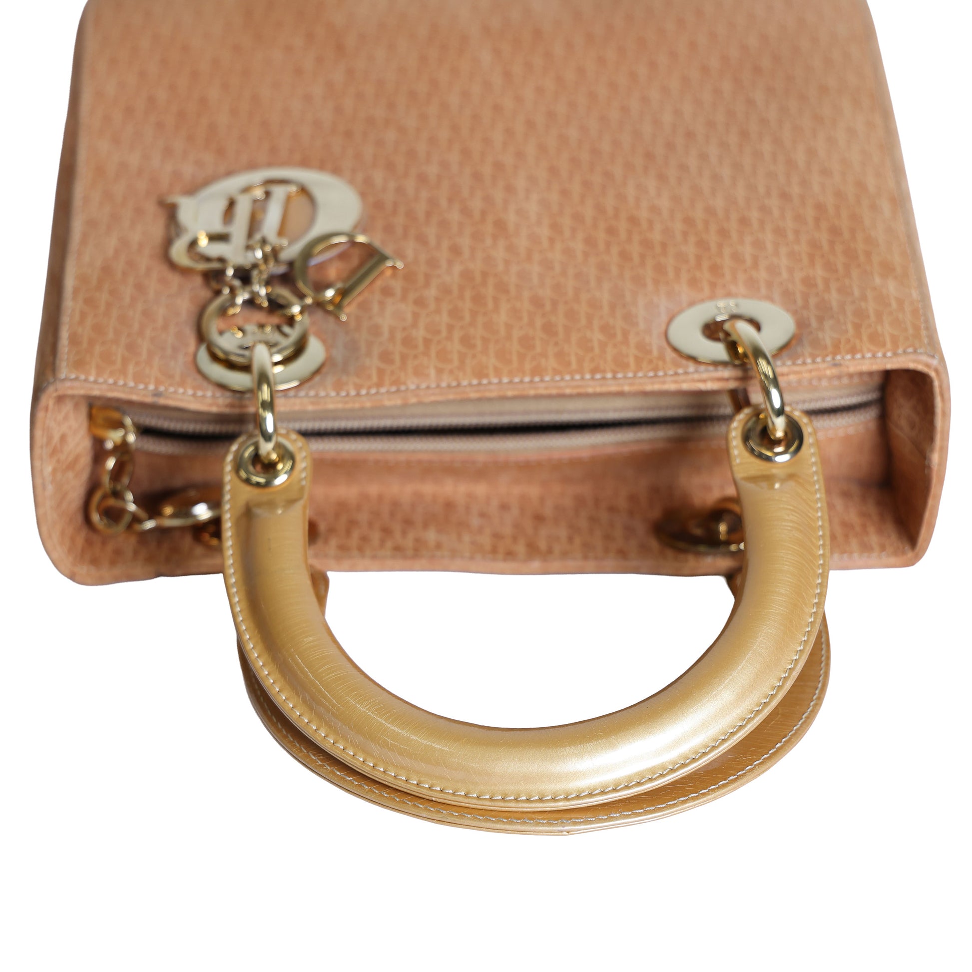 Preloved CHRISTIAN DIOR Trotter Lady Dior 2 Way Suede Yellow Medium | Luxe Again Maison