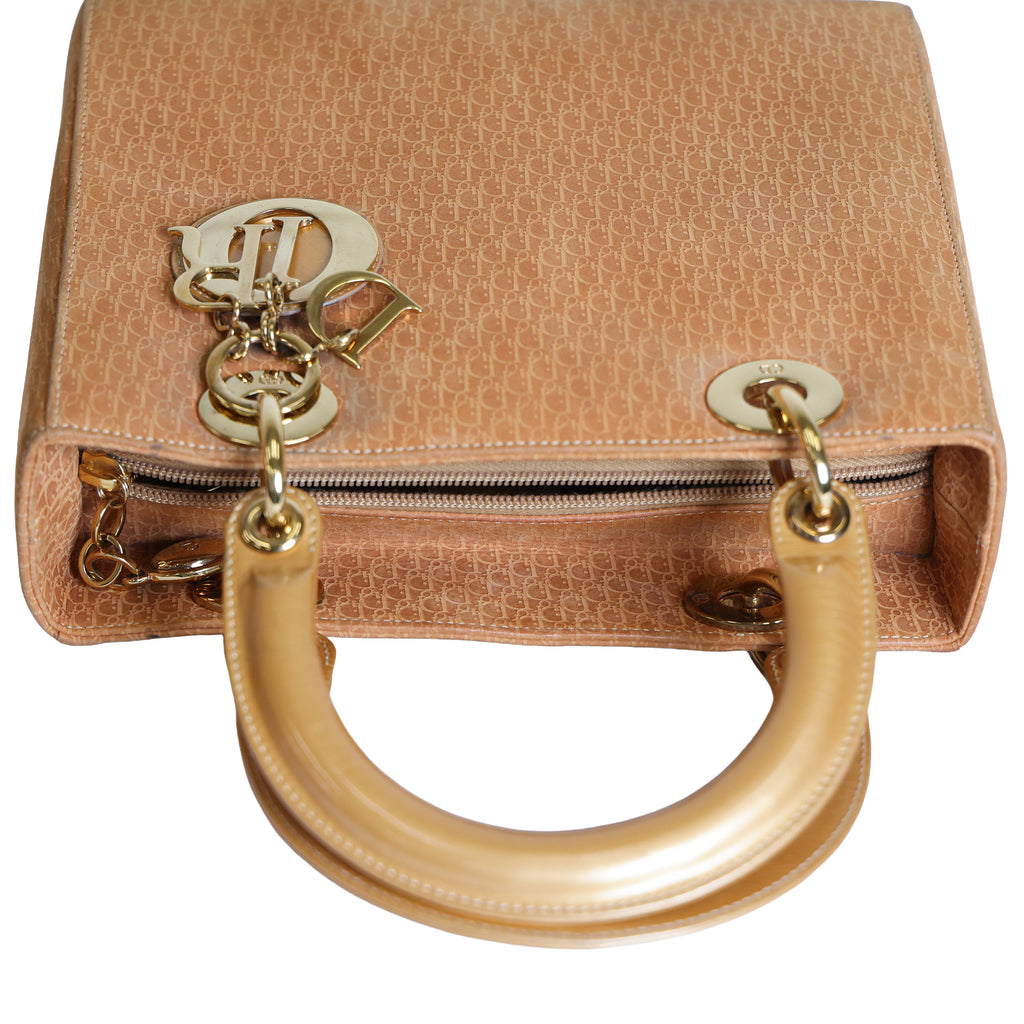 Preloved CHRISTIAN DIOR Trotter Lady Dior 2 Way Suede Yellow Medium | Luxe Again Maison