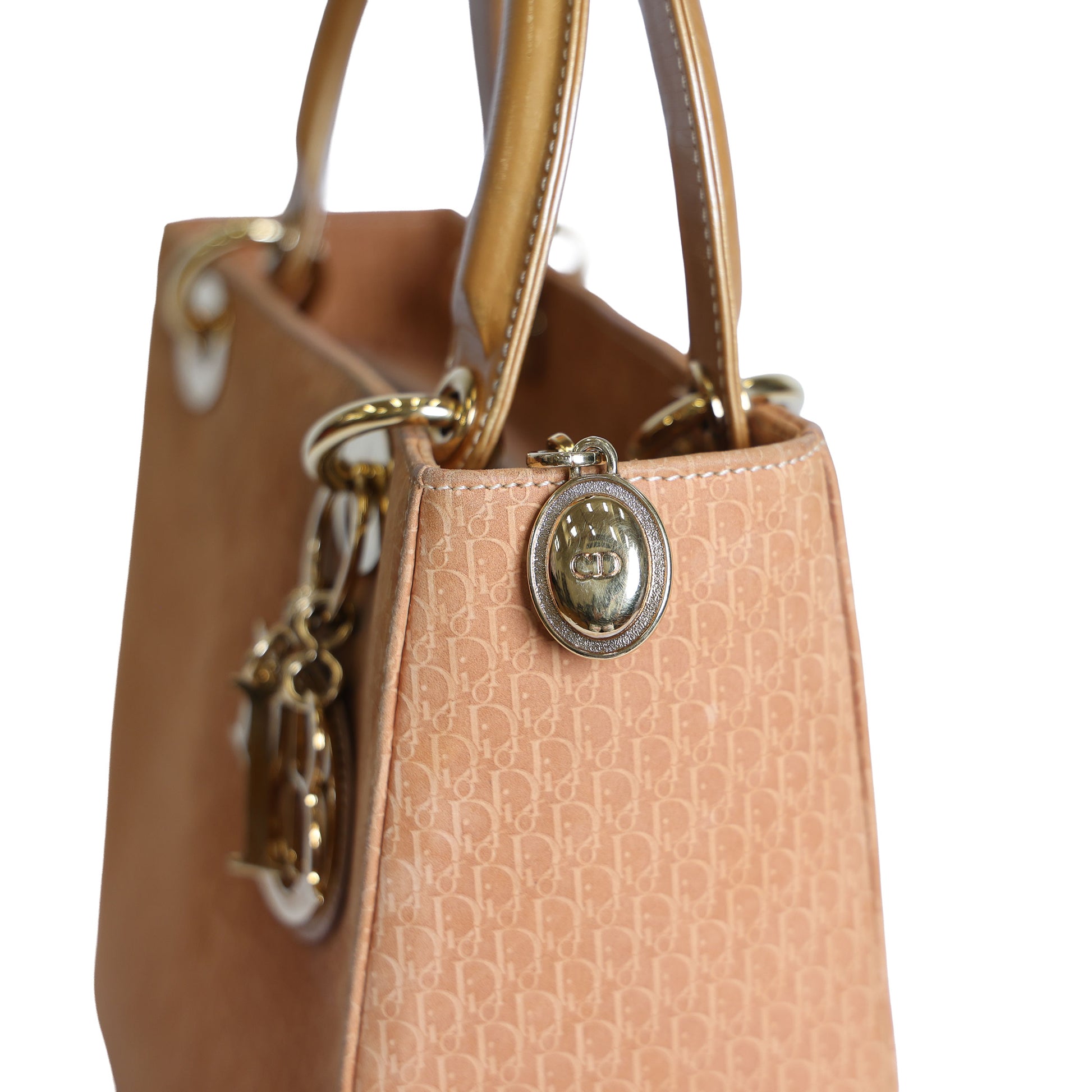 Preloved CHRISTIAN DIOR Trotter Lady Dior 2 Way Suede Yellow Medium | Luxe Again Maison