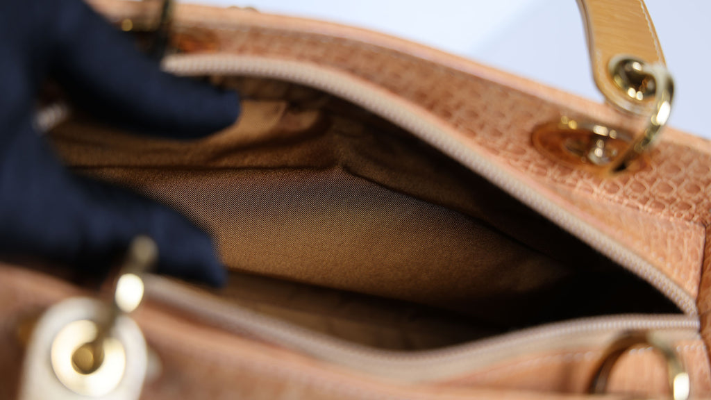 Preloved CHRISTIAN DIOR Trotter Lady Dior 2 Way Suede Yellow Medium | Luxe Again Maison