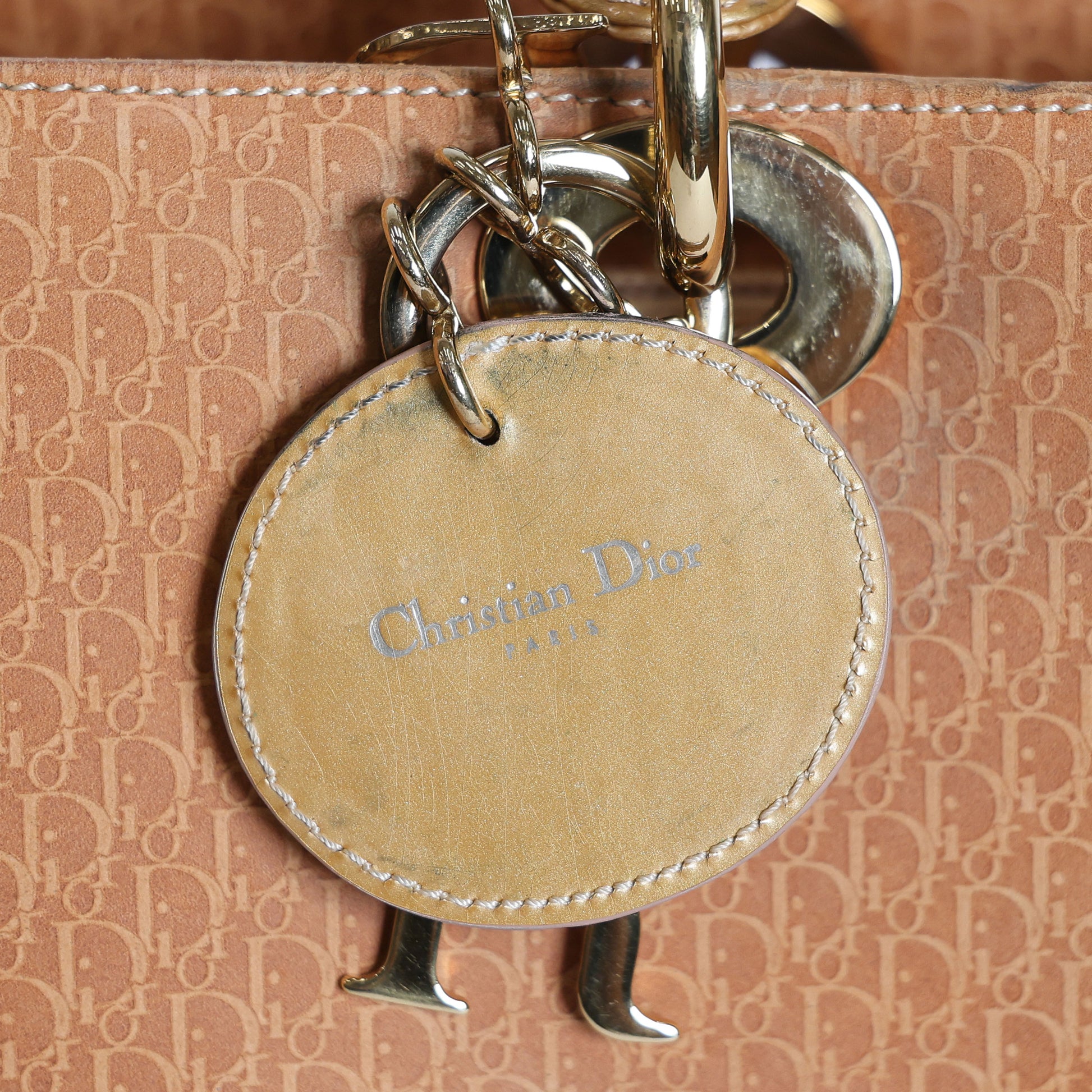 Preloved CHRISTIAN DIOR Trotter Lady Dior 2 Way Suede Yellow Medium | Luxe Again Maison