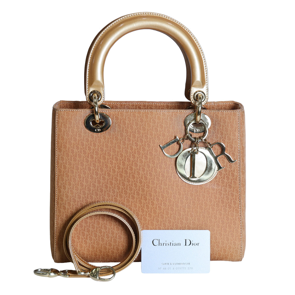 Preloved CHRISTIAN DIOR Trotter Lady Dior 2 Way Suede Yellow Medium | Luxe Again Maison