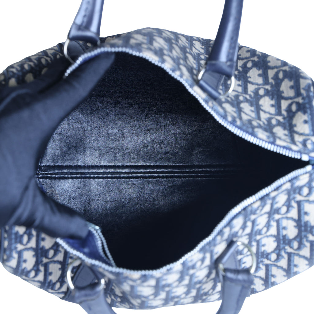 Preloved CHRISTIAN-DIOR Trotter Boston Bag Navy Blue | Luxe Again Maison