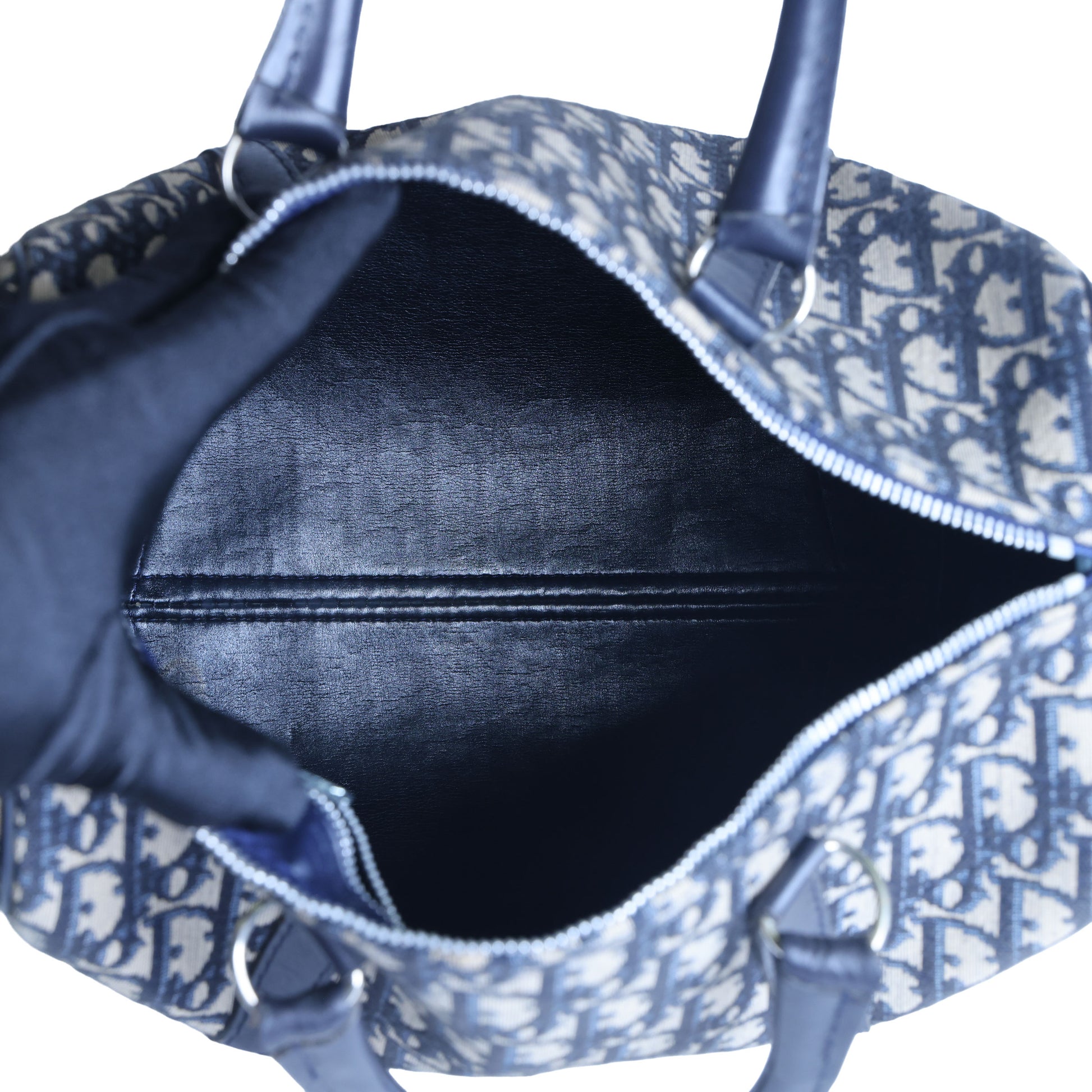 Preloved CHRISTIAN-DIOR Trotter Boston Bag Navy Blue | Luxe Again Maison