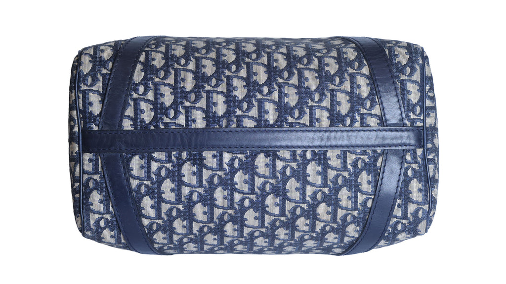 Preloved CHRISTIAN-DIOR Trotter Boston Bag Navy Blue | Luxe Again Maison