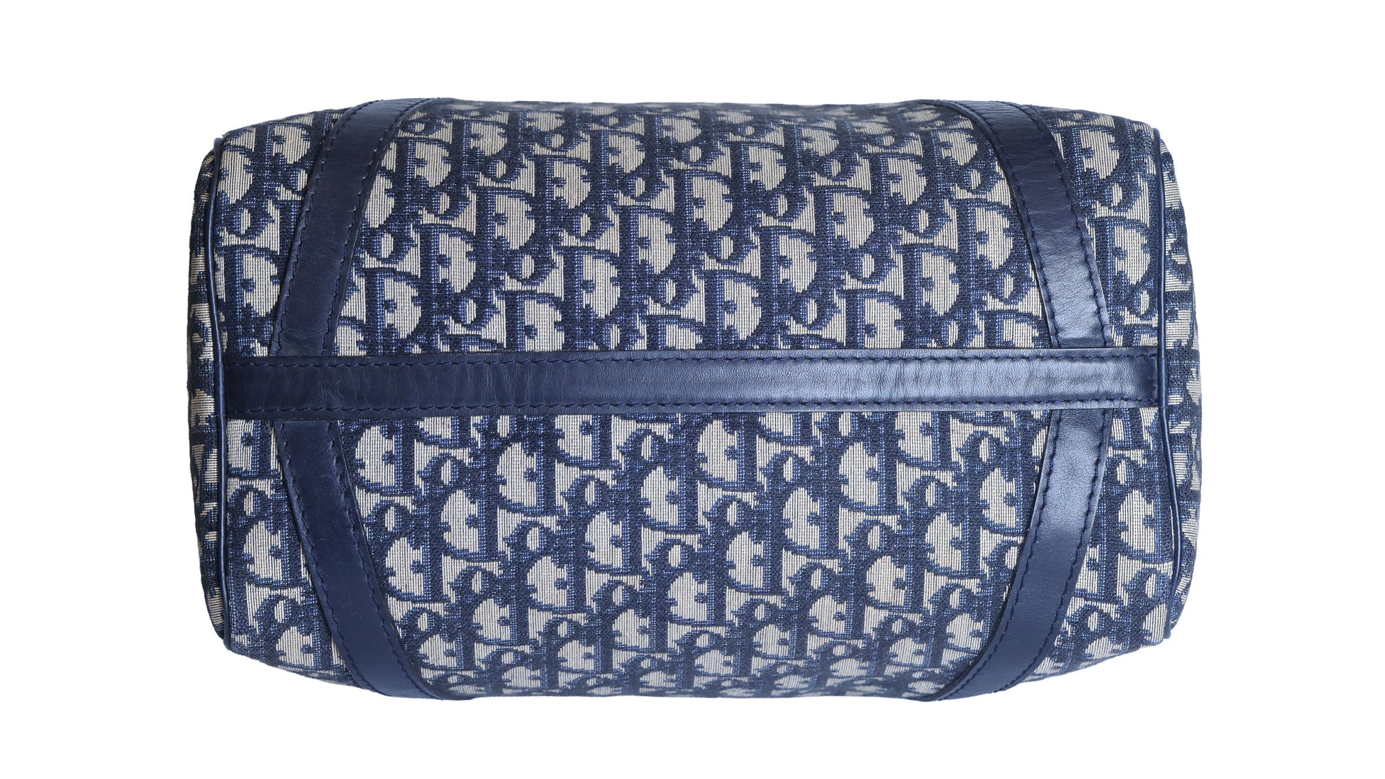 Preloved CHRISTIAN-DIOR Trotter Boston Bag Navy Blue | Luxe Again Maison