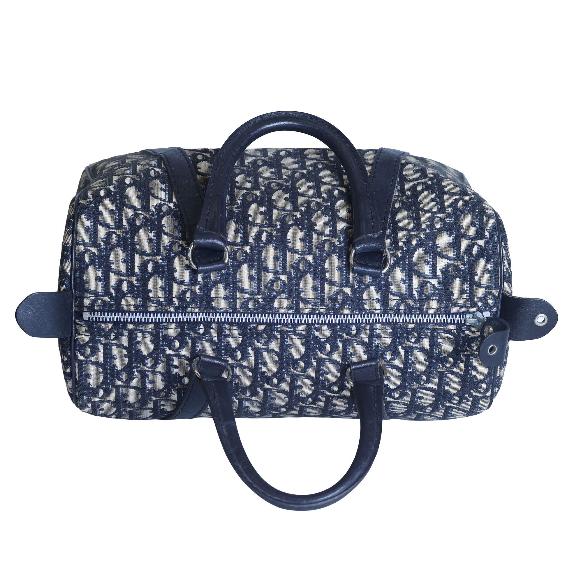 Preloved CHRISTIAN-DIOR Trotter Boston Bag Navy Blue | Luxe Again Maison