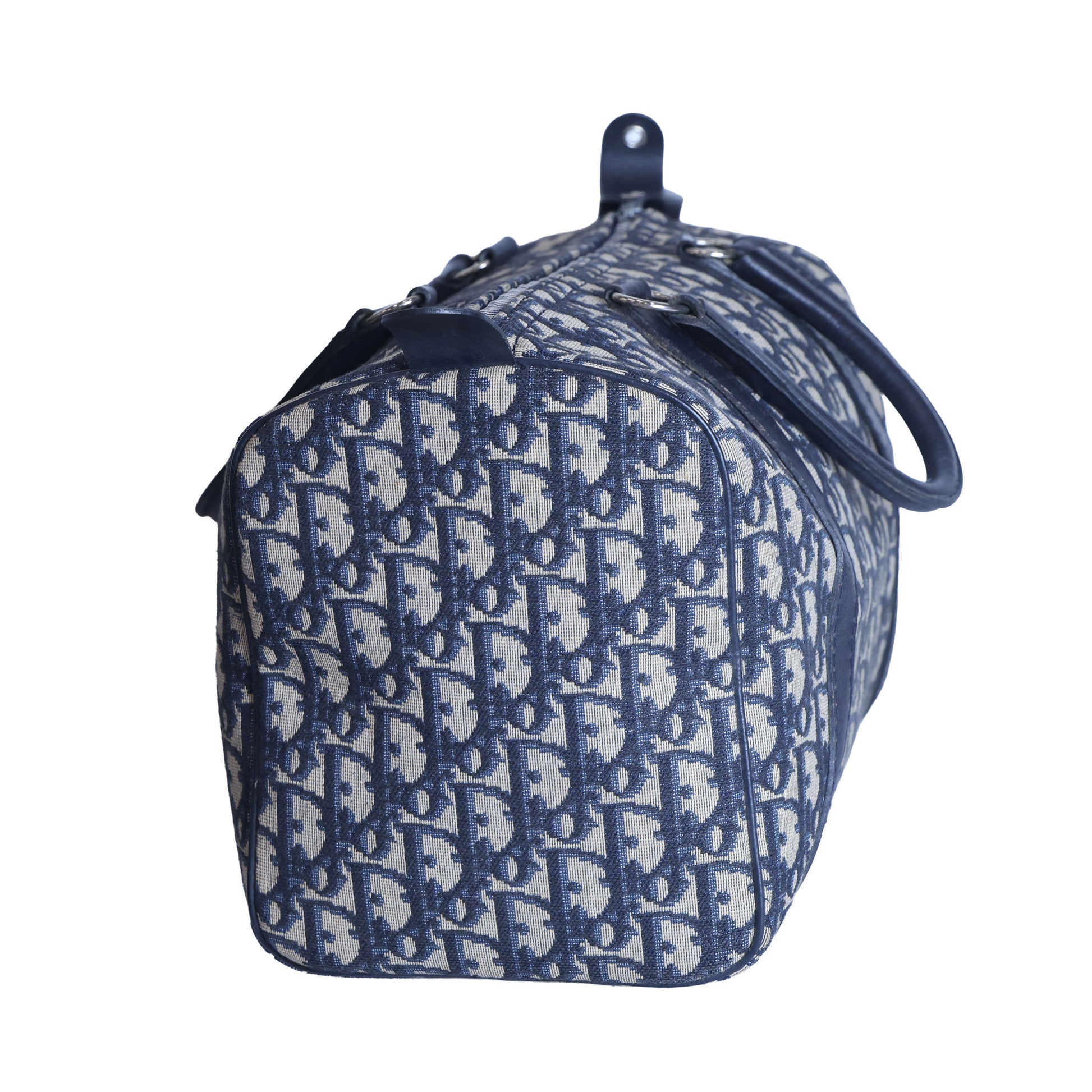 Preloved CHRISTIAN-DIOR Trotter Boston Bag Navy Blue | Luxe Again Maison