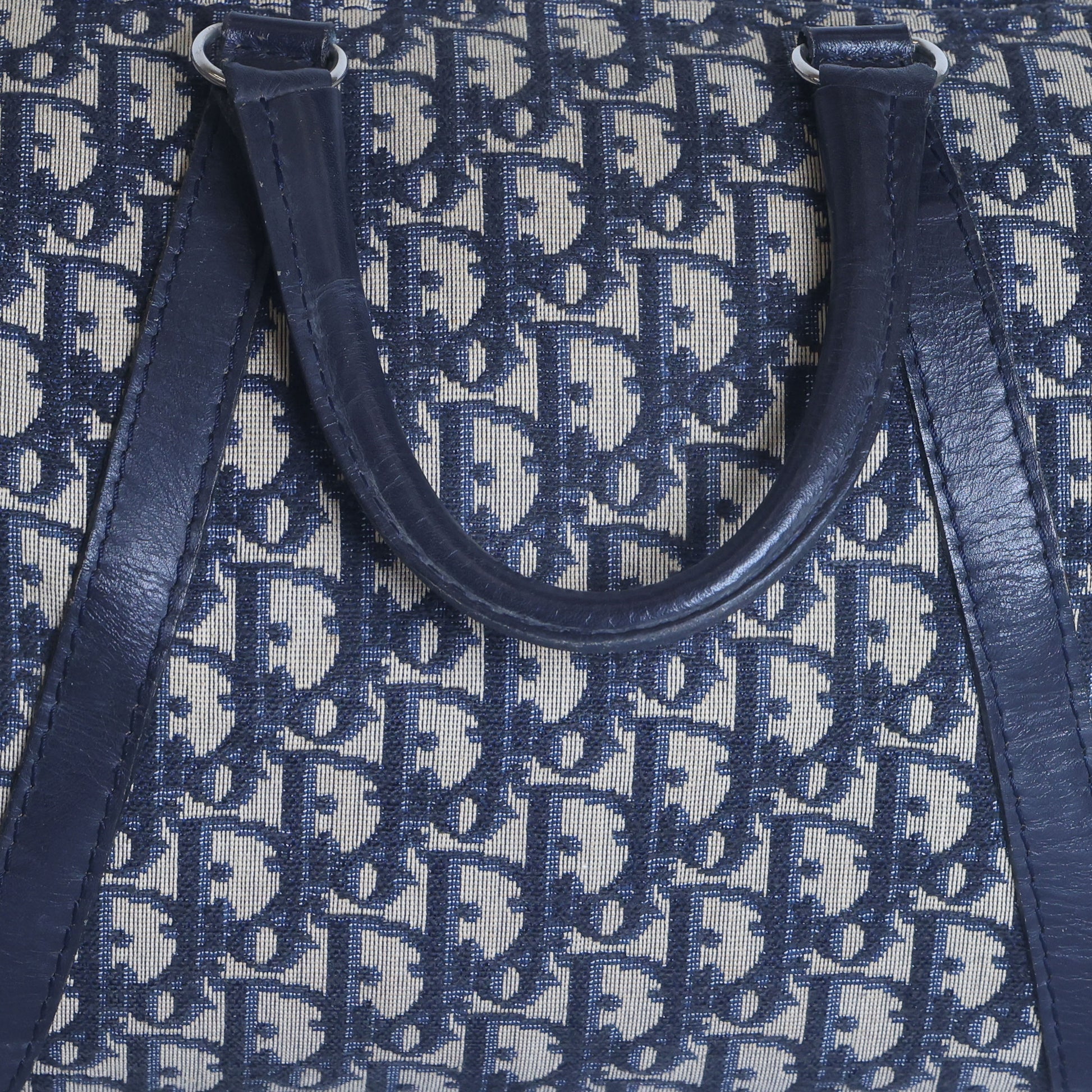 Preloved CHRISTIAN-DIOR Trotter Boston Bag Navy Blue | Luxe Again Maison