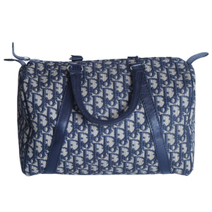 Preloved CHRISTIAN-DIOR Trotter Boston Bag Navy Blue | Luxe Again Maison
