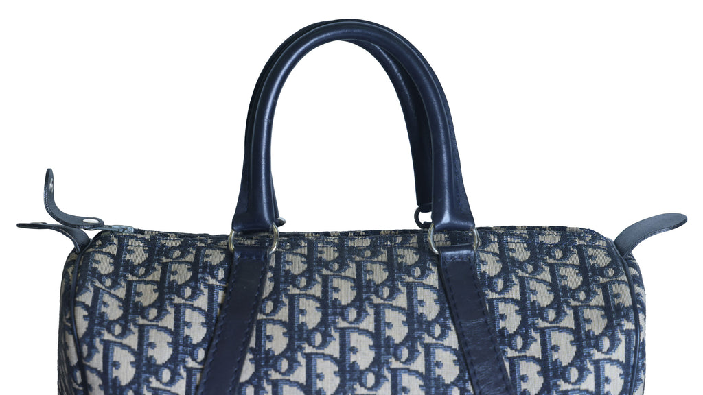 Preloved CHRISTIAN-DIOR Trotter Boston Bag Navy Blue | Luxe Again Maison