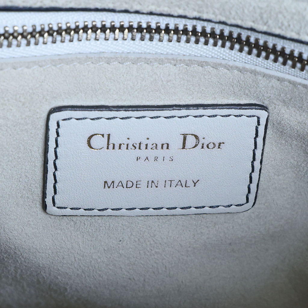 Preowned CHRISTIAN DIOR White Medium Lambskin Cannage Studded Supple Lady Dior | Luxe Again Maison