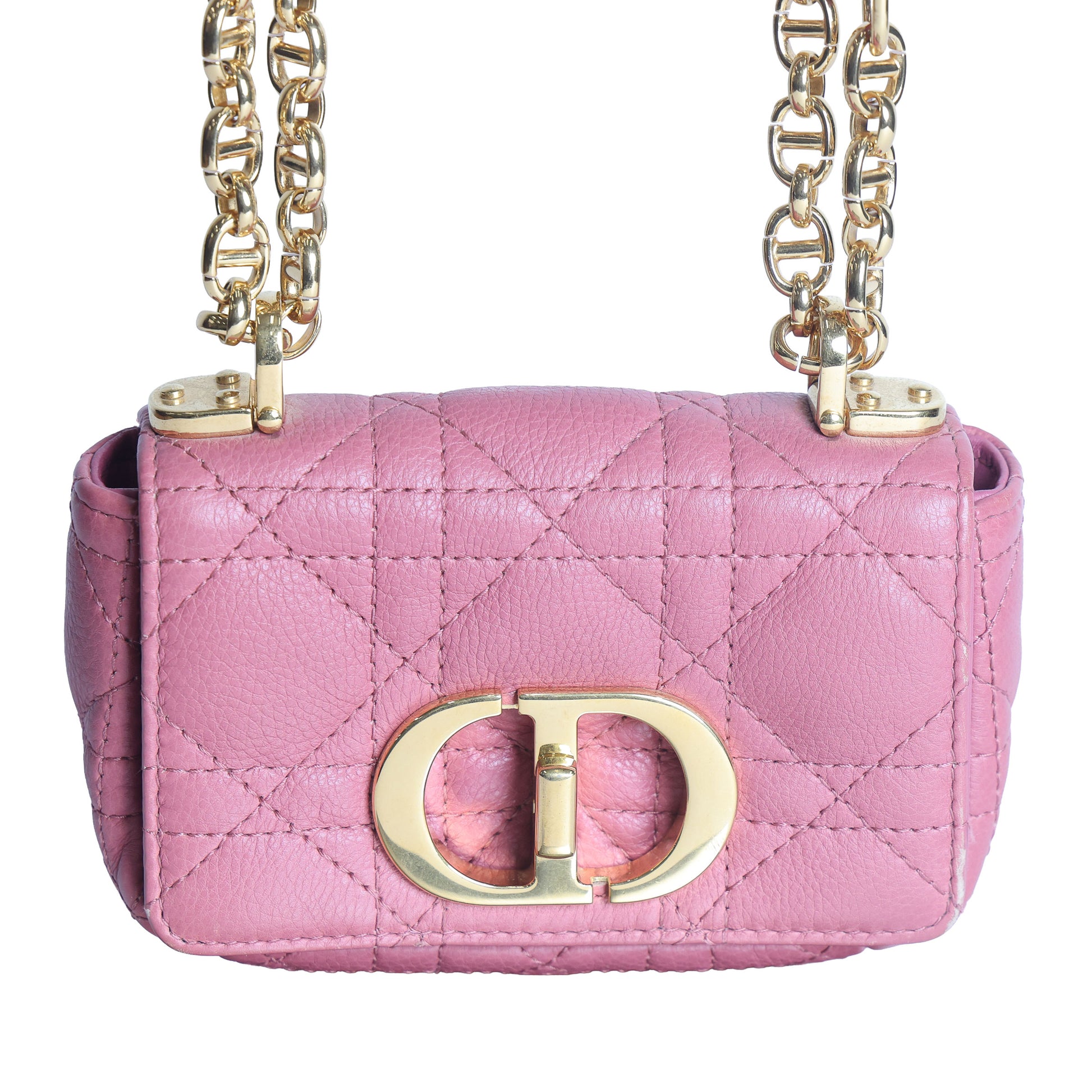 Preloved CHRISTIAN DIOR Caro Micro Leather Pink Shoulder Bag | Luxe Again Maison