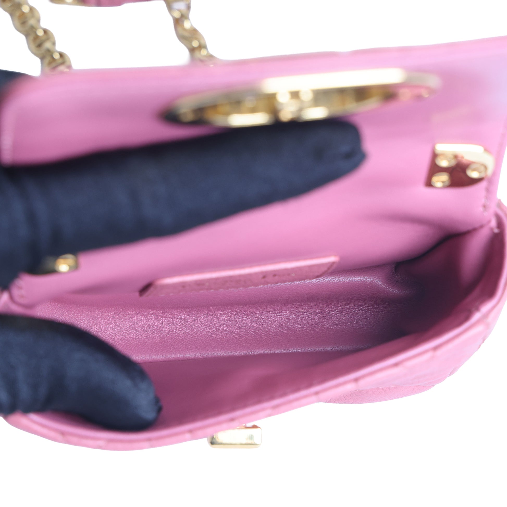 Preloved CHRISTIAN DIOR Caro Micro Leather Pink Shoulder Bag | Luxe Again Maison