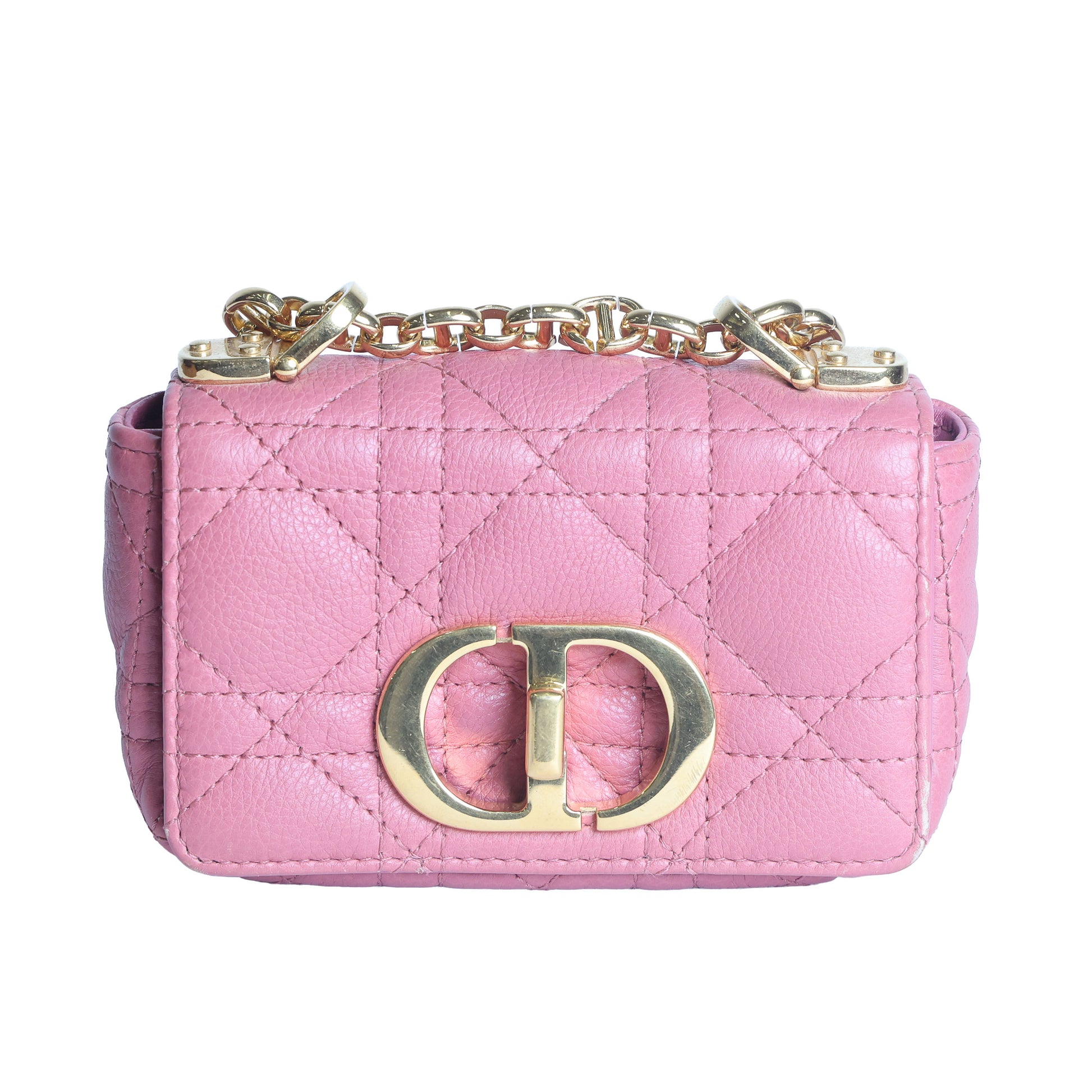 Preloved CHRISTIAN DIOR Caro Micro Leather Pink Shoulder Bag | Luxe Again Maison