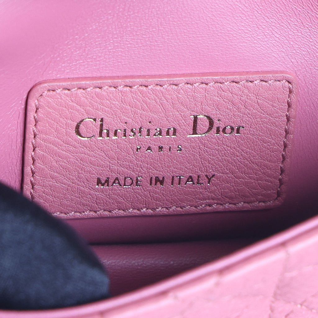 Preloved CHRISTIAN DIOR Caro Micro Leather Pink Shoulder Bag | Luxe Again Maison