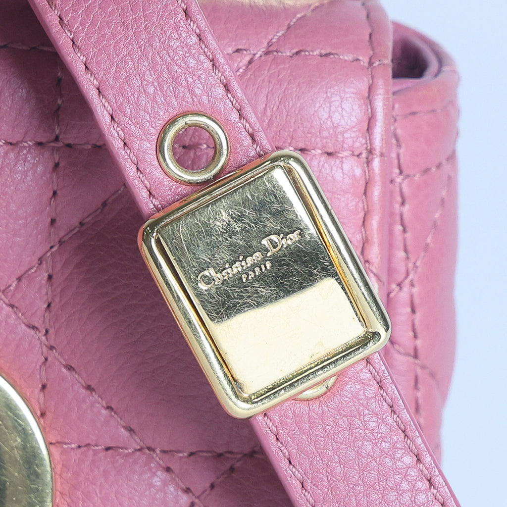 Preloved CHRISTIAN DIOR Caro Micro Leather Pink Shoulder Bag | Luxe Again Maison