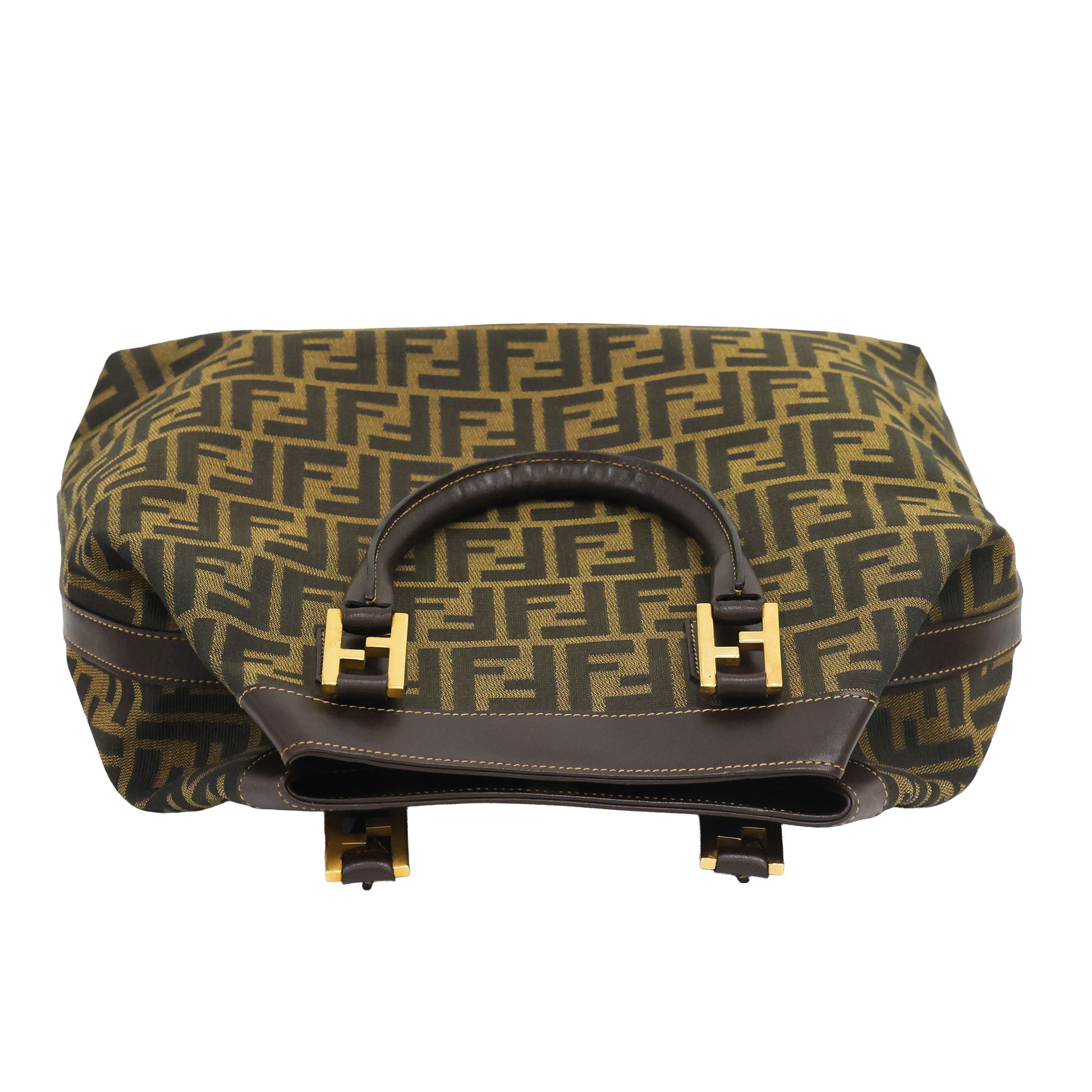 Preloved FENDI 2 Way Zucca Canvas Leather Trim Brown | Luxe Again Maison