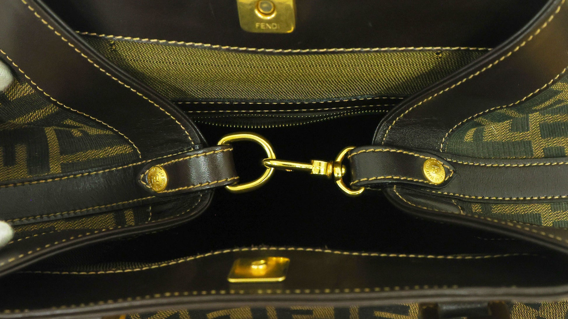 Preloved FENDI 2 Way Zucca Canvas Leather Trim Brown | Luxe Again Maison