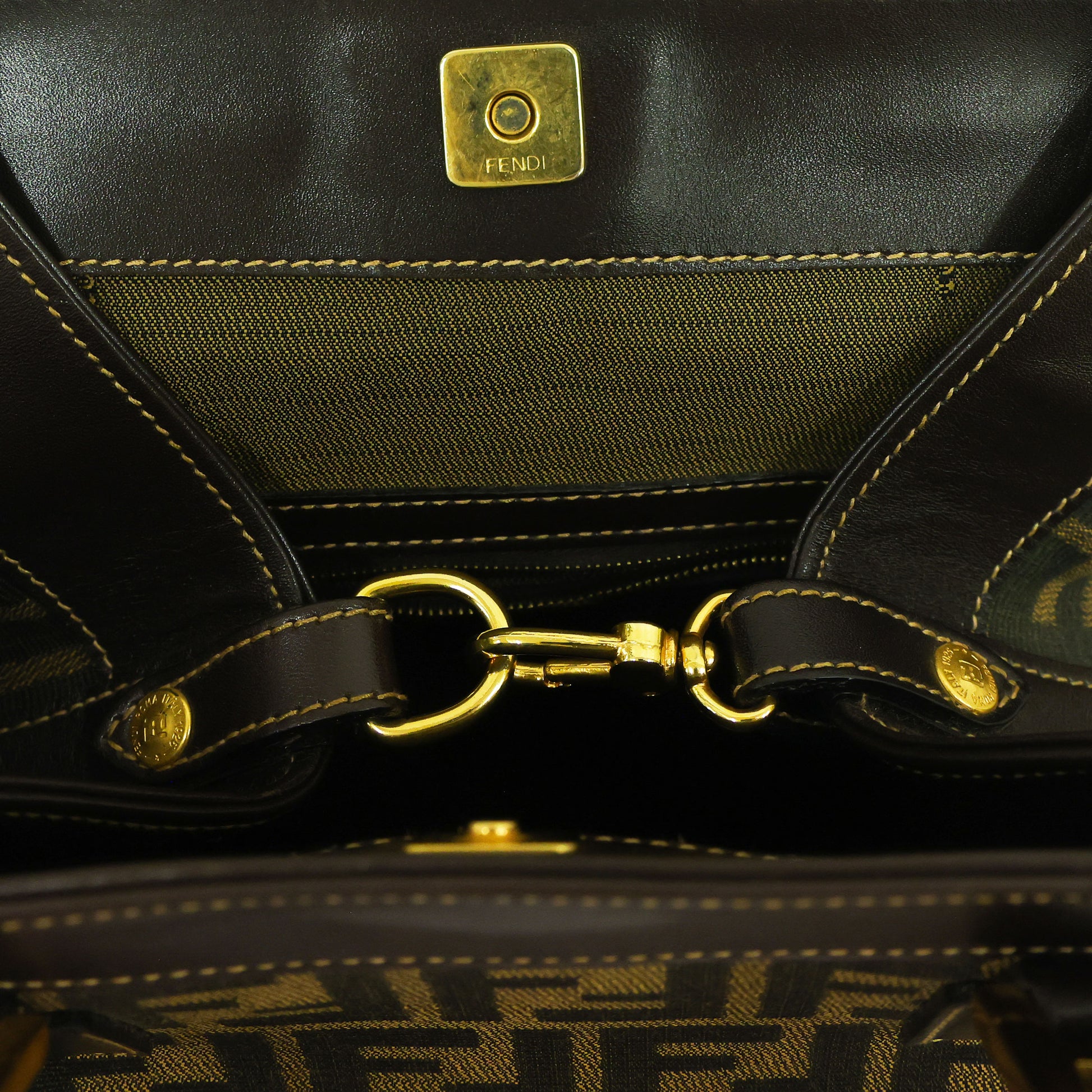 Preloved FENDI 2 Way Zucca Canvas Leather Trim Brown | Luxe Again Maison