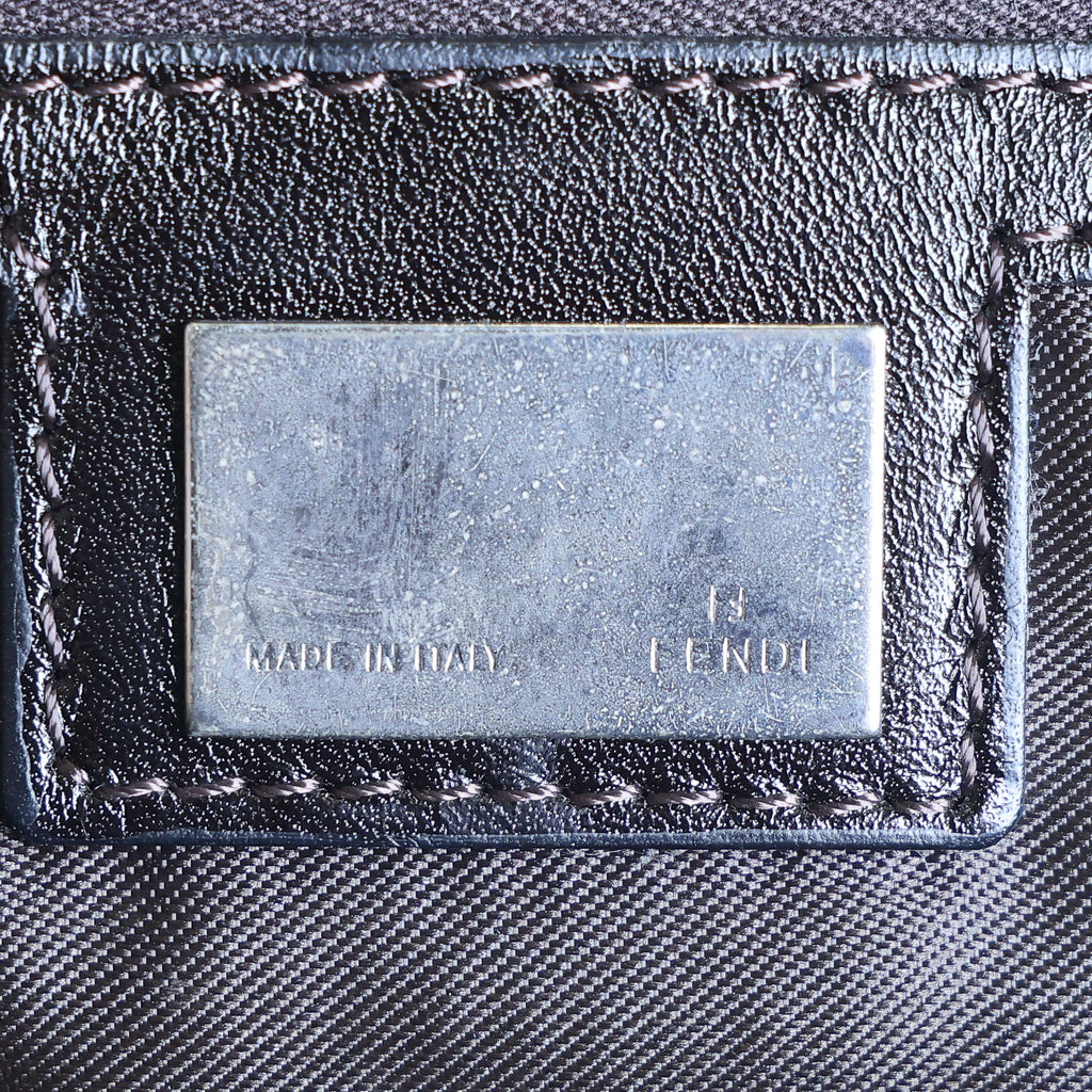 Preloved FENDI 20th Century Zucchino Canvas x Leather Handbag Brown | Luxe Again Maison