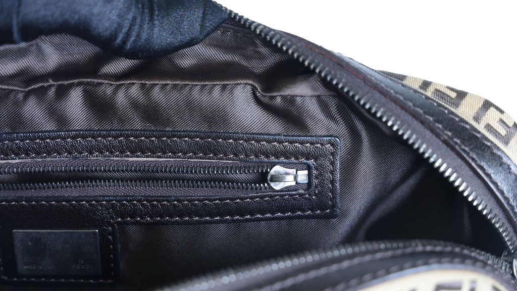 Preloved FENDI 20th Century Zucchino Canvas x Leather Handbag Brown | Luxe Again Maison