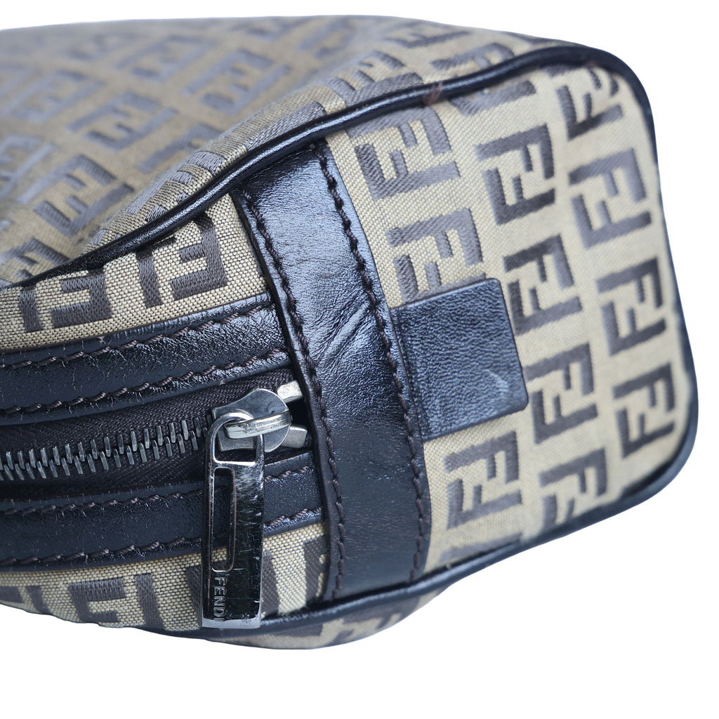 Preloved FENDI 20th Century Zucchino Canvas x Leather Handbag Brown | Luxe Again Maison