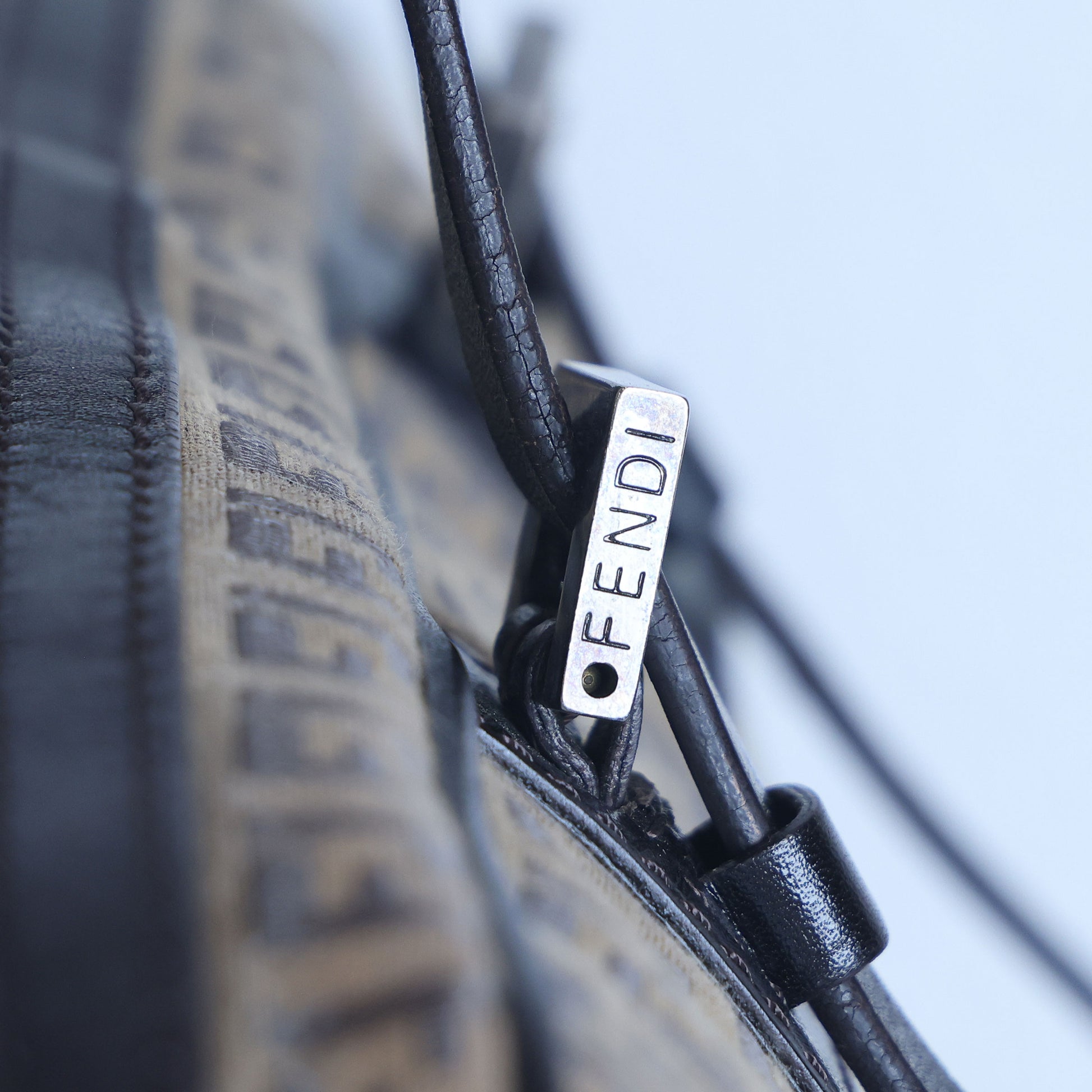 Preloved FENDI 20th Century Zucchino Canvas x Leather Handbag Brown | Luxe Again Maison