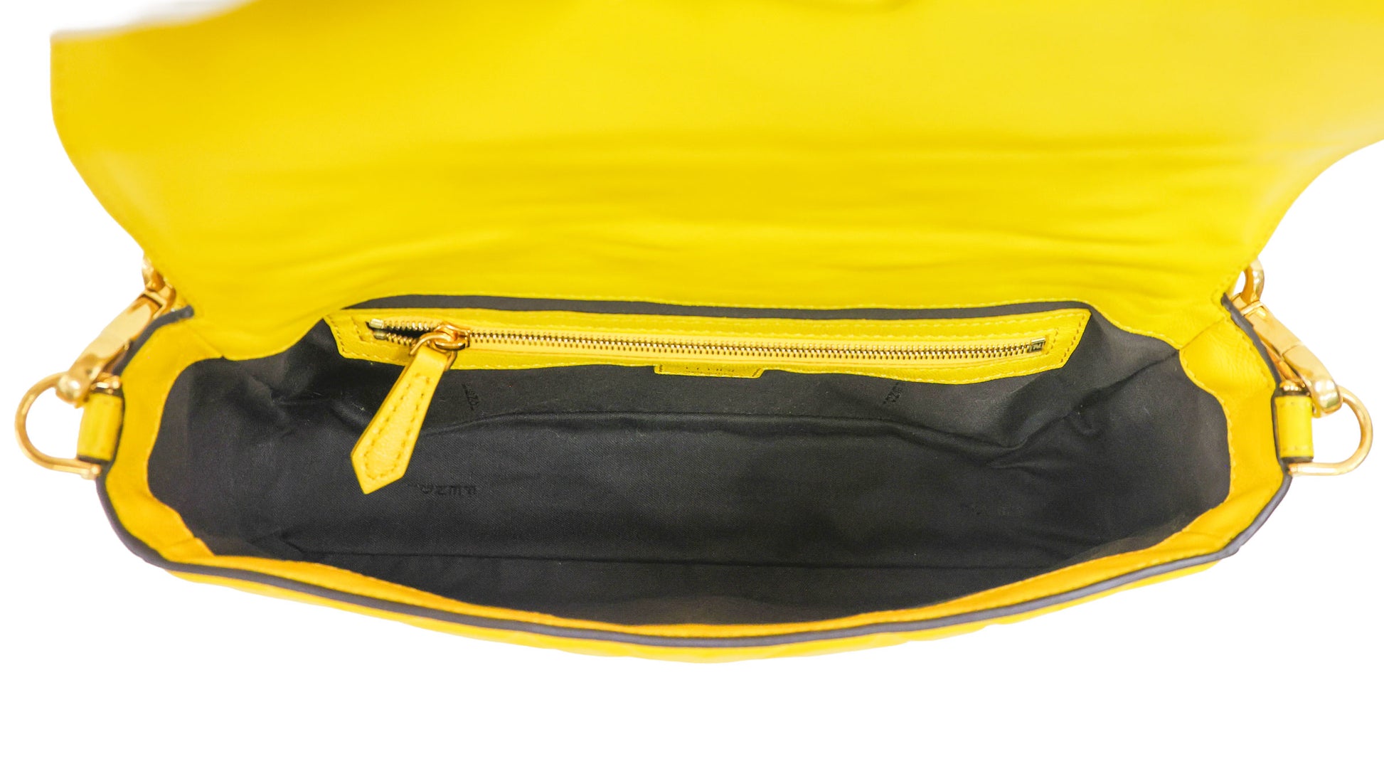 Preloved FENDI Baguette Yellow Nappa Leather Embossed 2 Way Shoulder Bag | Luxe Again Maison