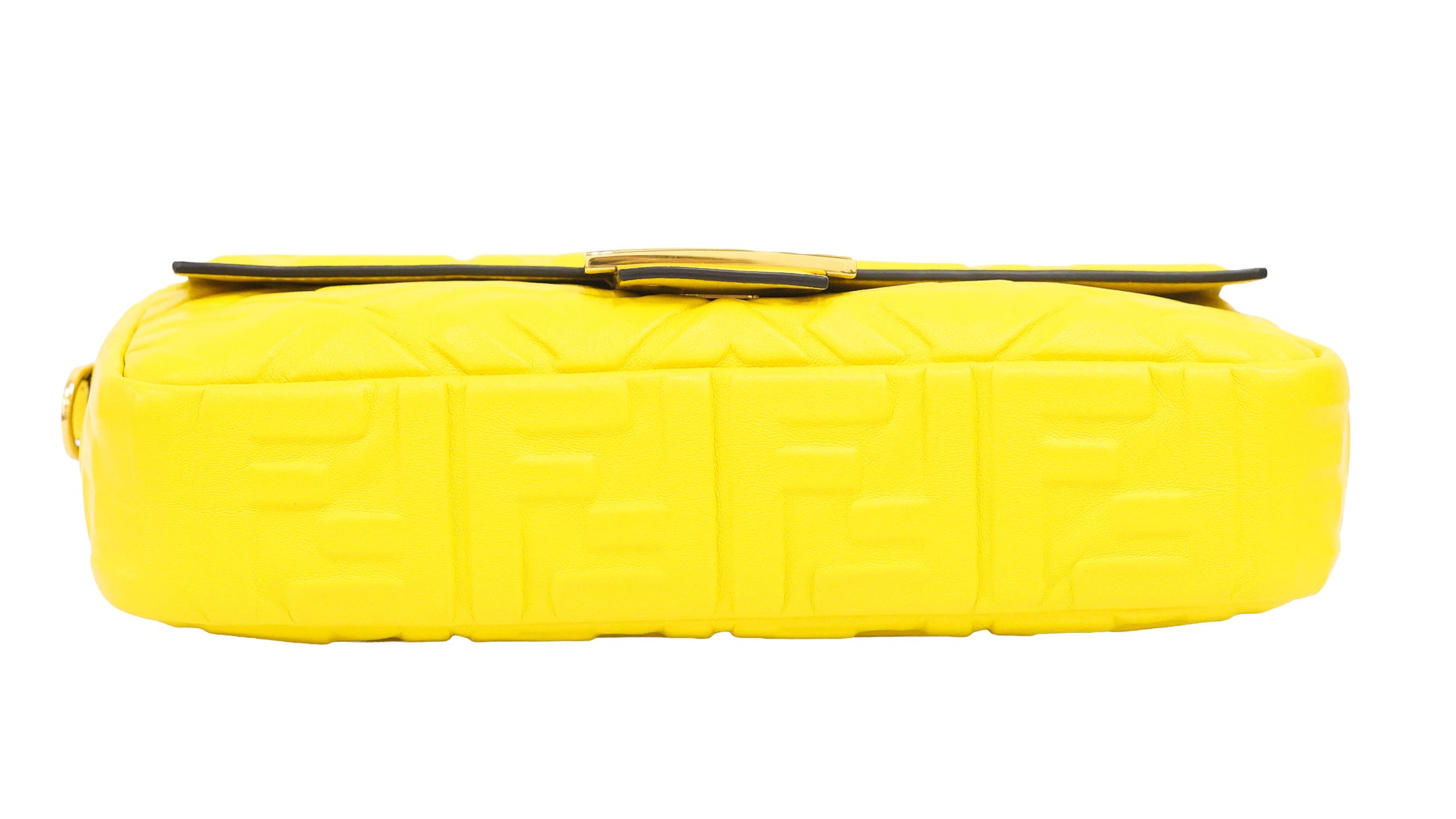 Preloved FENDI Baguette Yellow Nappa Leather Embossed 2 Way Shoulder Bag | Luxe Again Maison