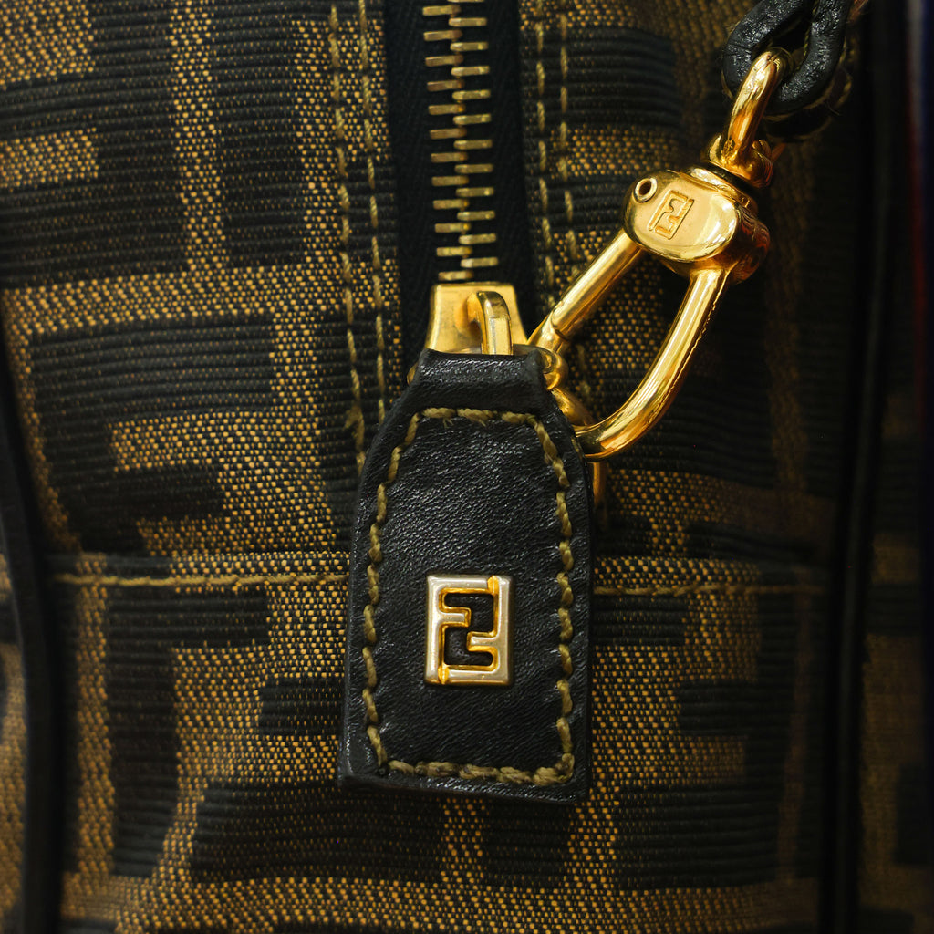 Preloved FENDI Business Bag Zucca Canvas w Leather Brown | Luxe Again Maison