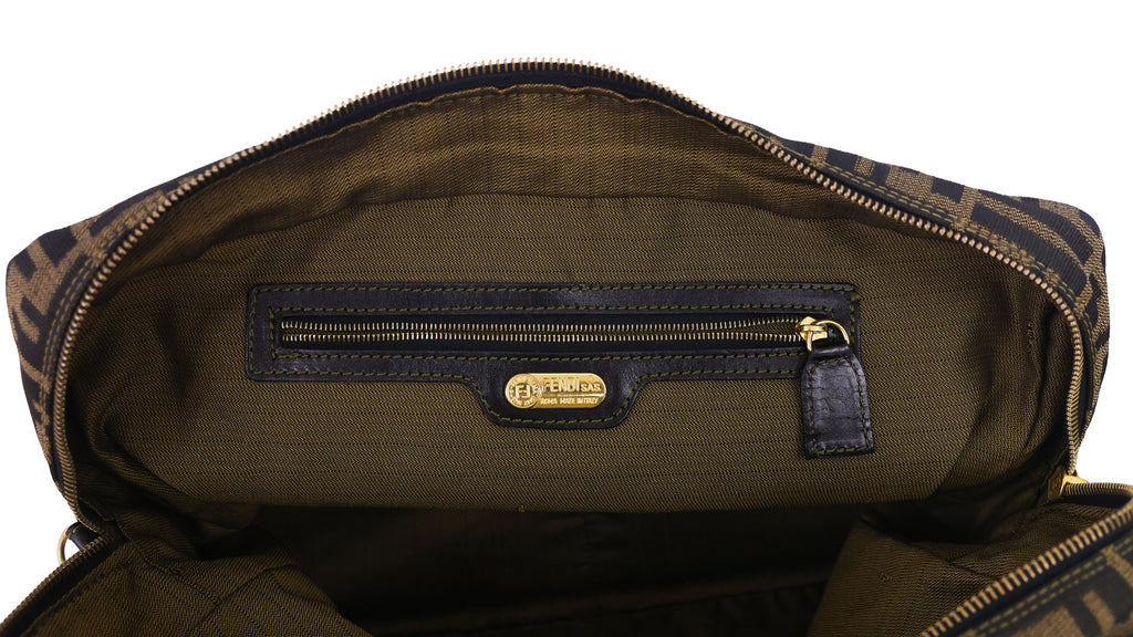 Preloved FENDI Business Bag Zucca Canvas w Leather Brown | Luxe Again Maison