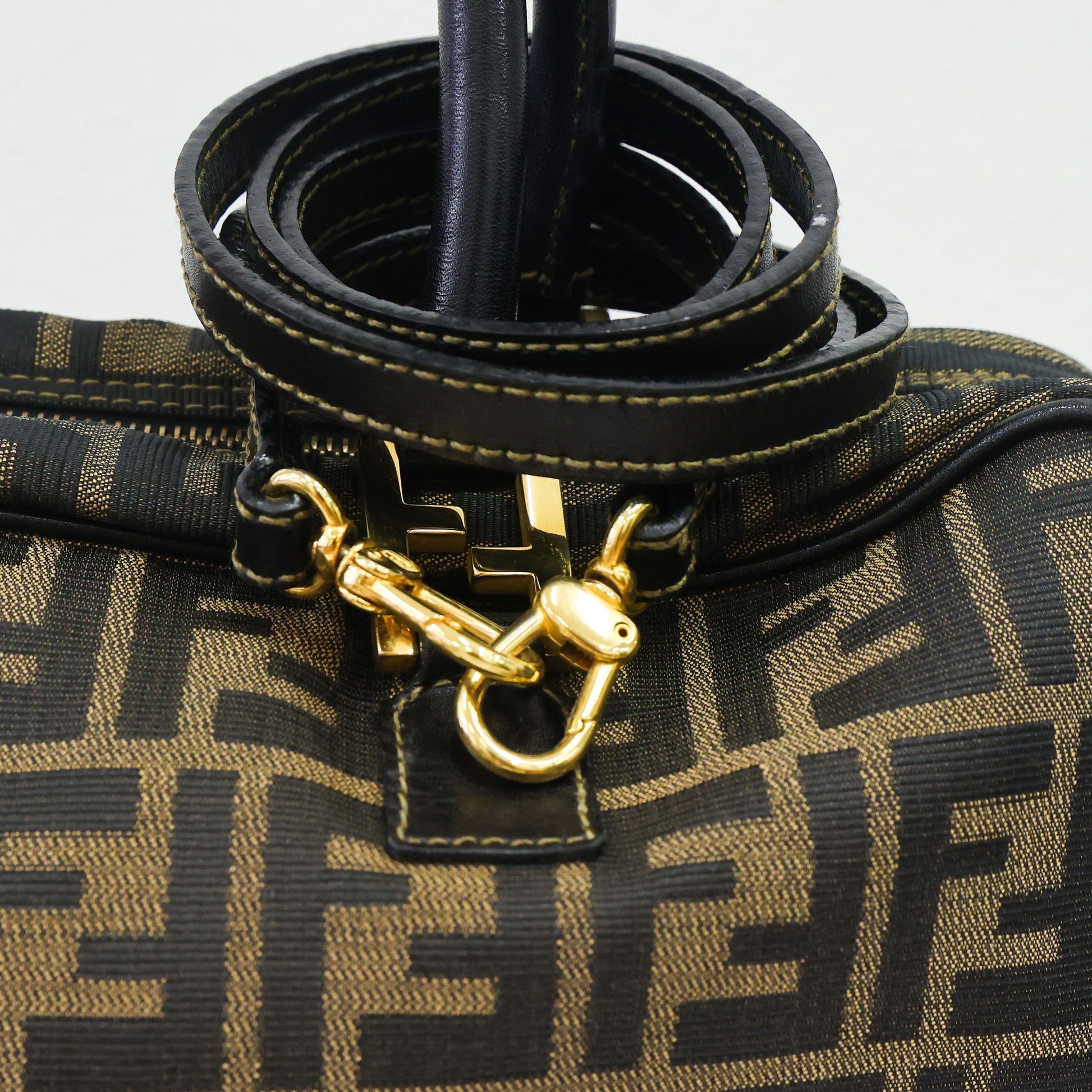 Preloved FENDI Business Bag Zucca Canvas w Leather Brown | Luxe Again Maison
