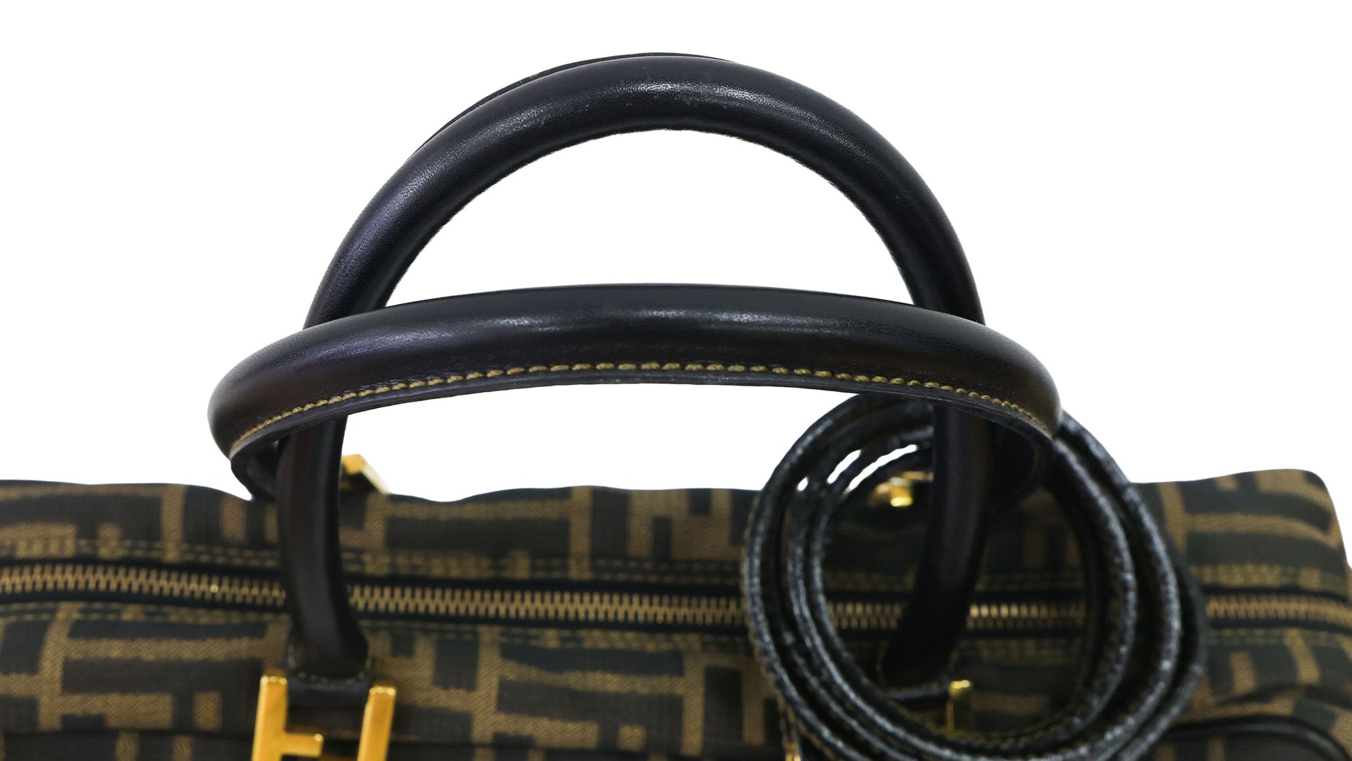 Preloved FENDI Business Bag Zucca Canvas w Leather Brown | Luxe Again Maison