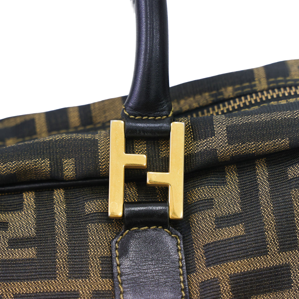 Preloved FENDI Business Bag Zucca Canvas w Leather Brown | Luxe Again Maison