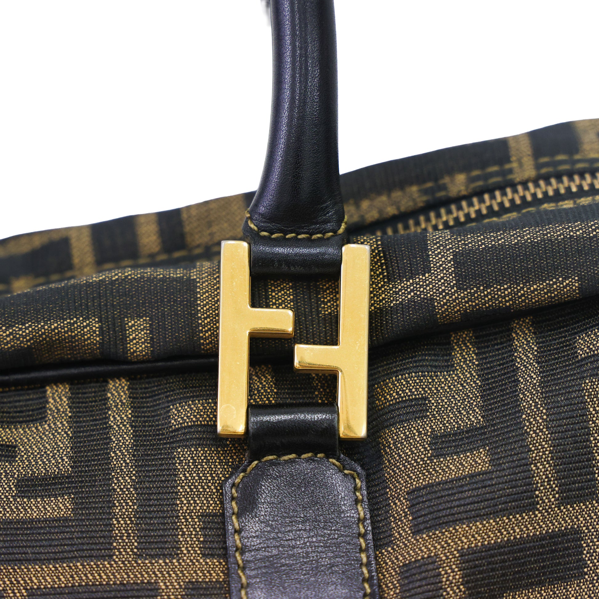 Preloved FENDI Business Bag Zucca Canvas w Leather Brown | Luxe Again Maison