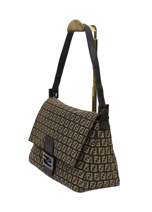 Prreloved FENDI Mamma Baguette Zucchino Canvas Leather Brown Bag | Luxe Again Maison