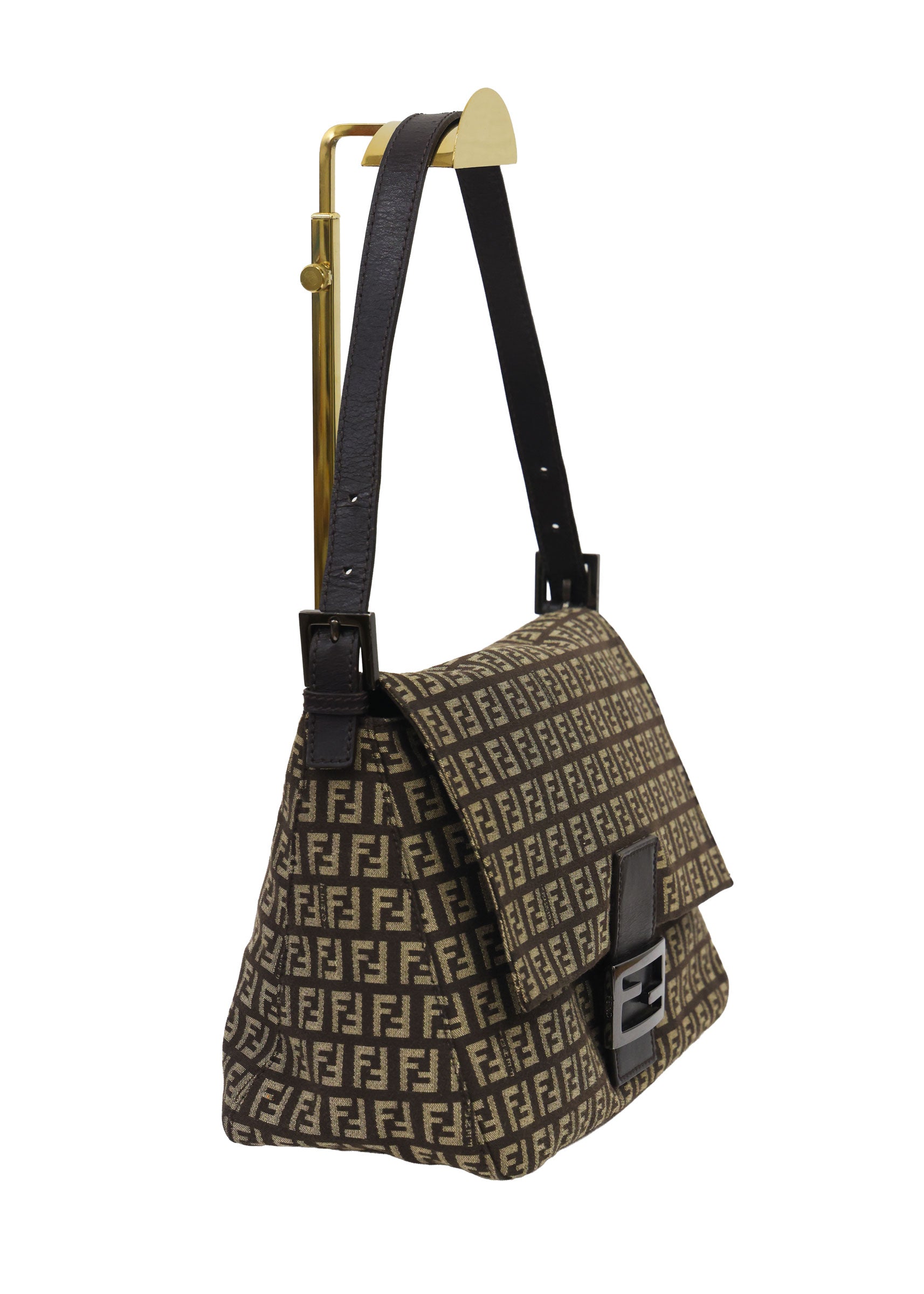 Prreloved FENDI Mamma Baguette Zucchino Canvas Leather Brown Bag | Luxe Again Maison