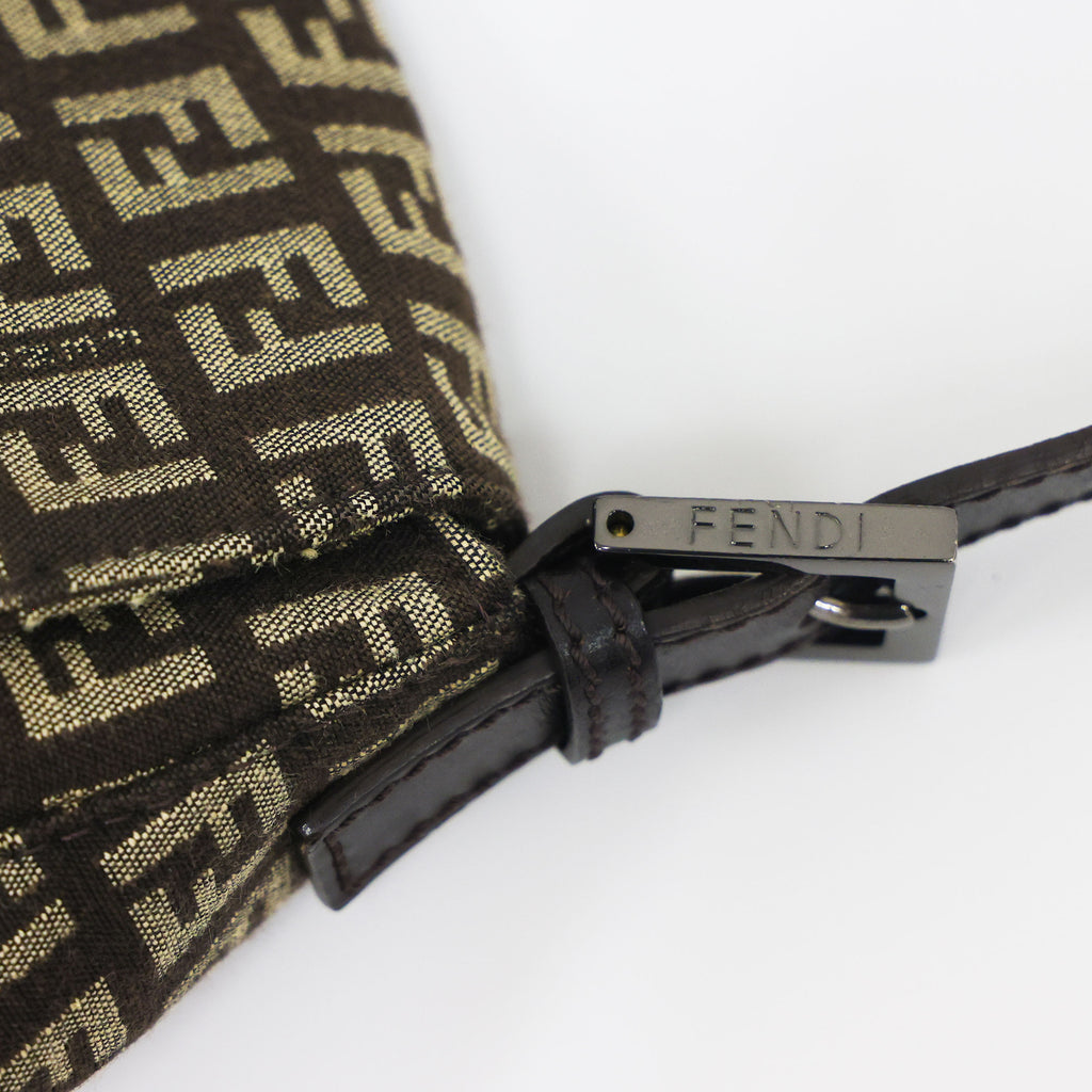 Prreloved FENDI Mamma Baguette Zucchino Canvas Leather Brown Bag | Luxe Again Maison