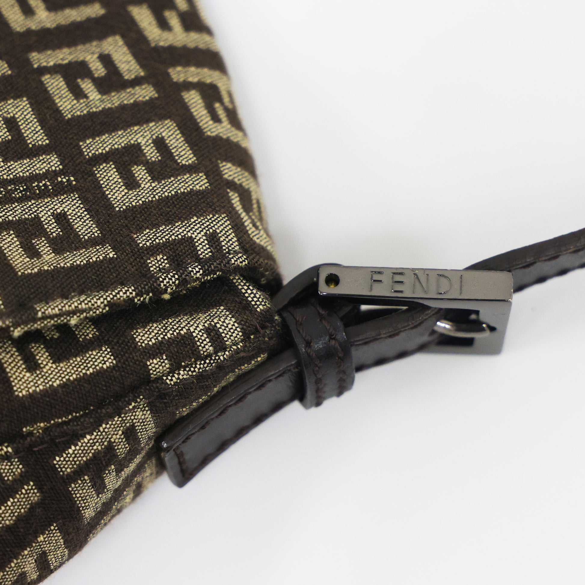 Prreloved FENDI Mamma Baguette Zucchino Canvas Leather Brown Bag | Luxe Again Maison