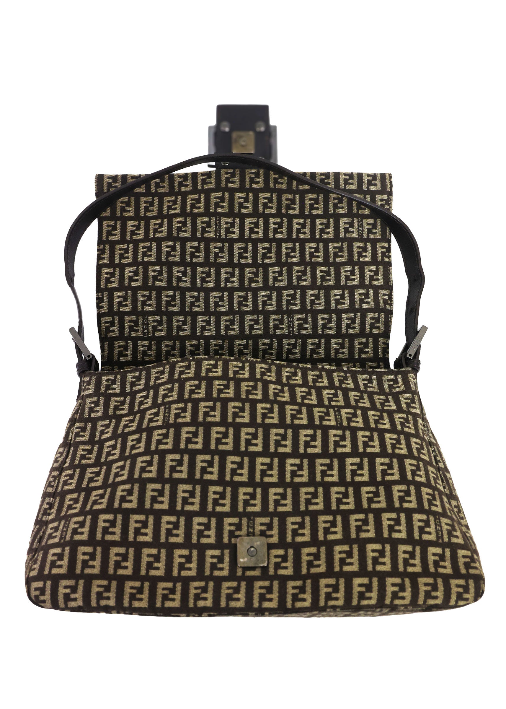 Prreloved FENDI Mamma Baguette Zucchino Canvas Leather Brown Bag | Luxe Again Maison