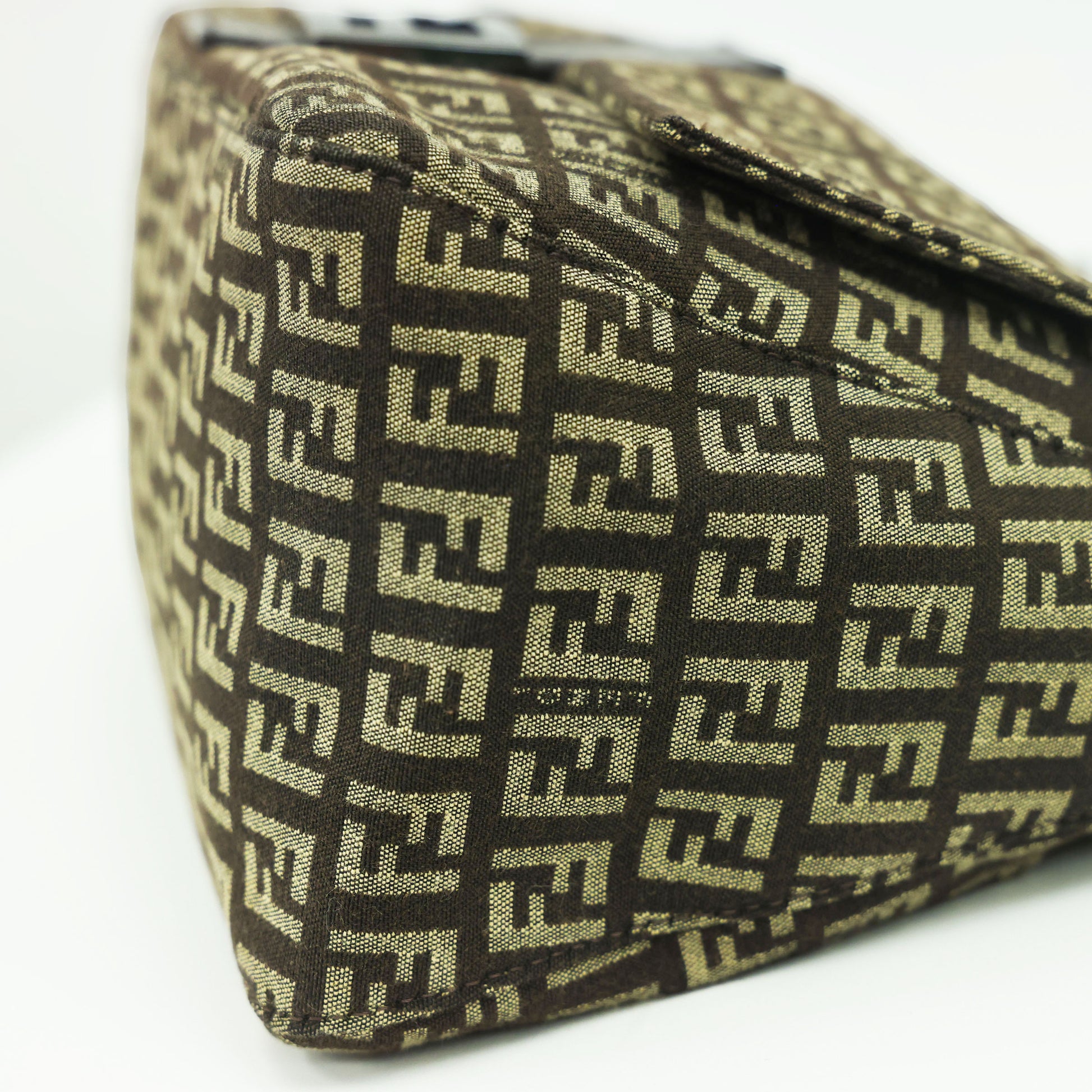 Prreloved FENDI Mamma Baguette Zucchino Canvas Leather Brown Bag | Luxe Again Maison